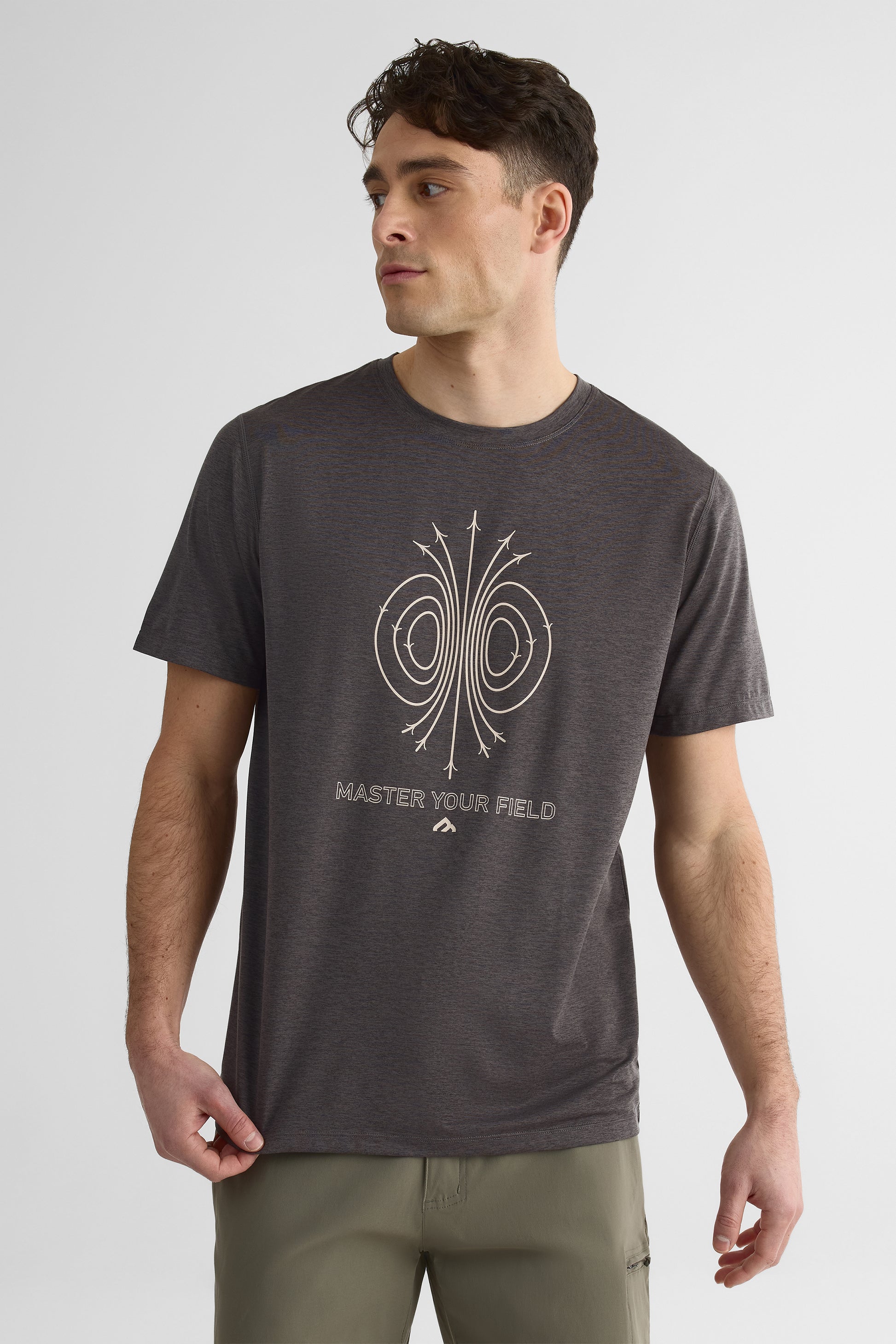 Chandail M/courtes uni avec imprimé graphique - Homme && GRIS MIXTE