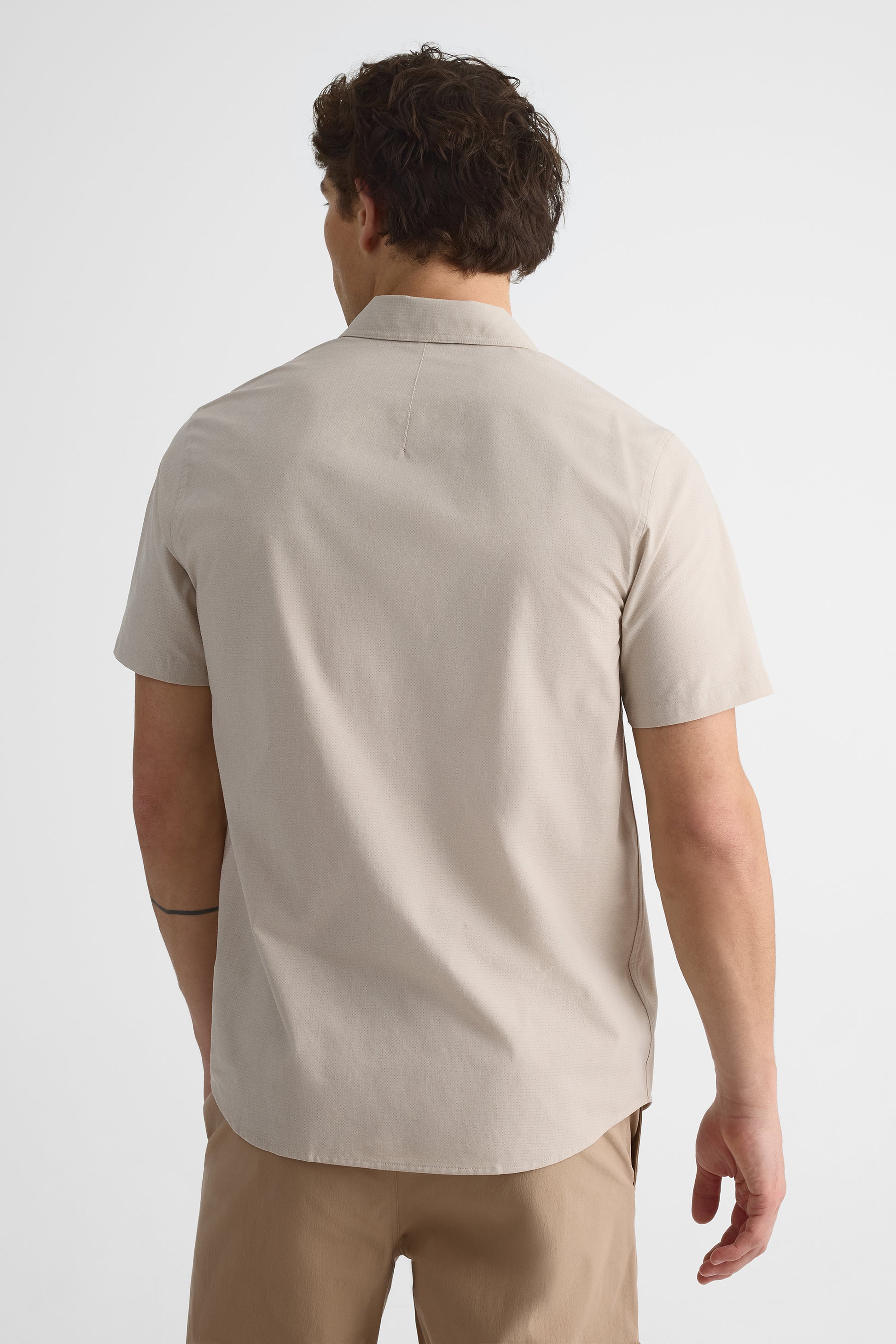 Chemise M/courtes avec poche zippée - Homme && BEIGE