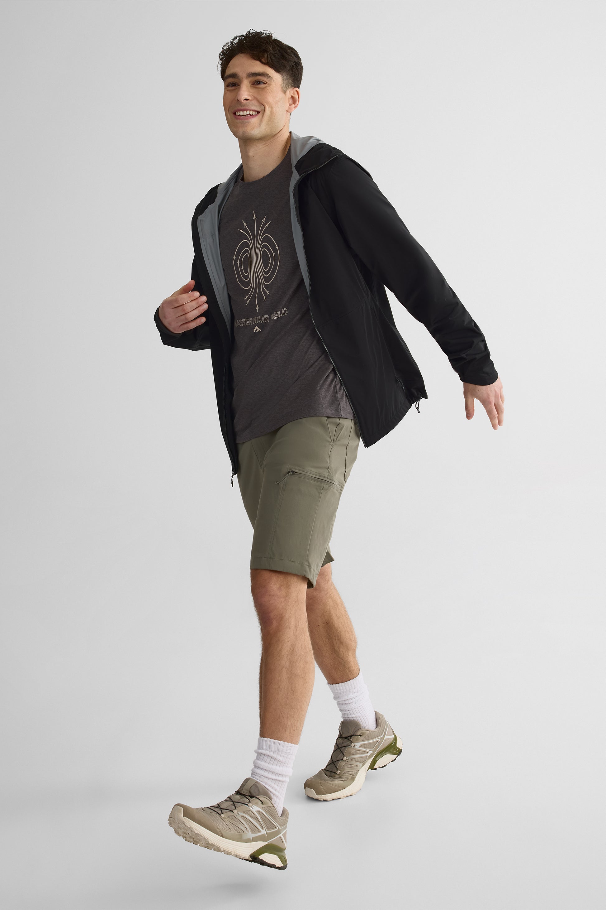 Short homme avec passant pour ceinture - Uni && KAKI
