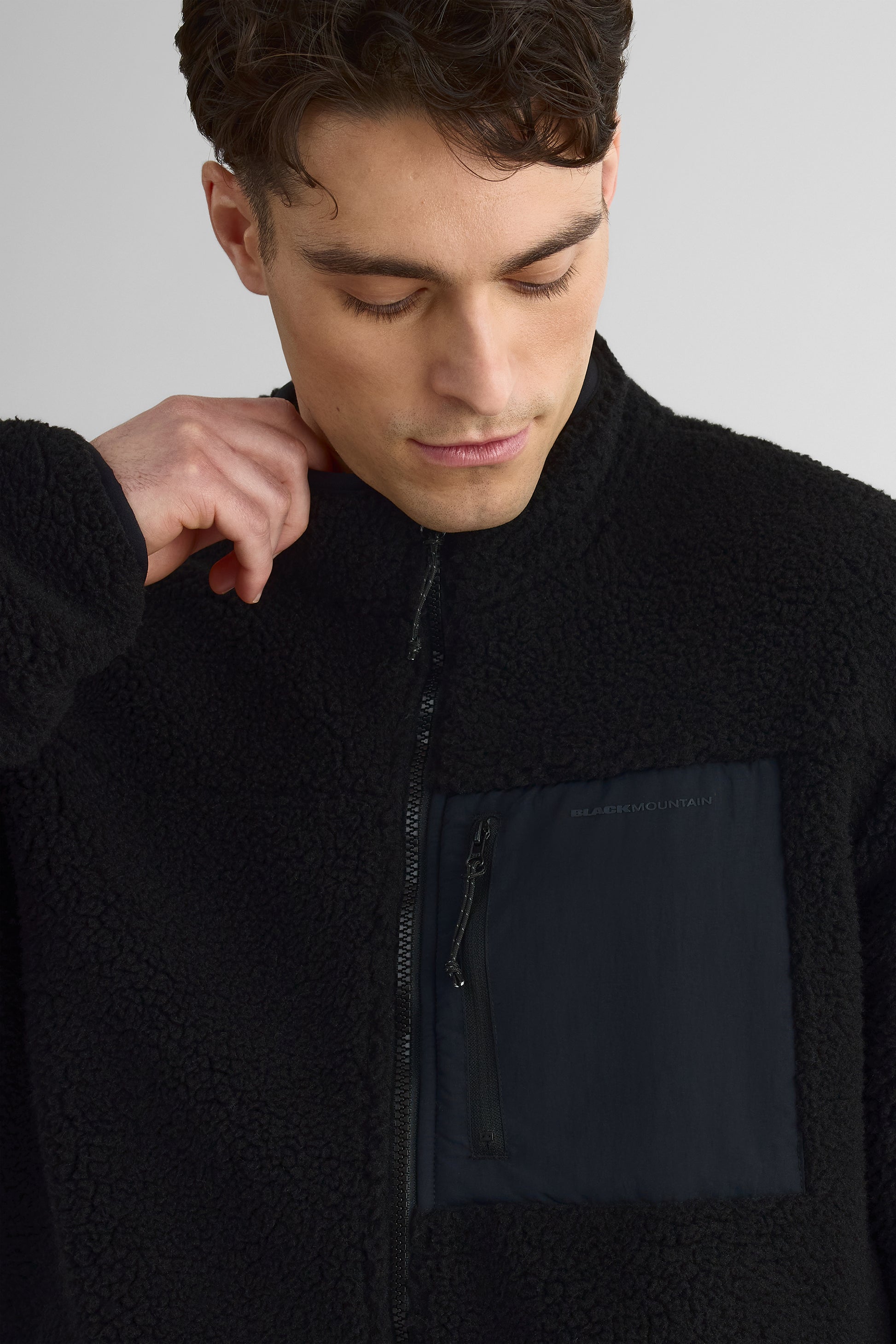 Veste homme sherpa avec poches - Polyester && NOIR