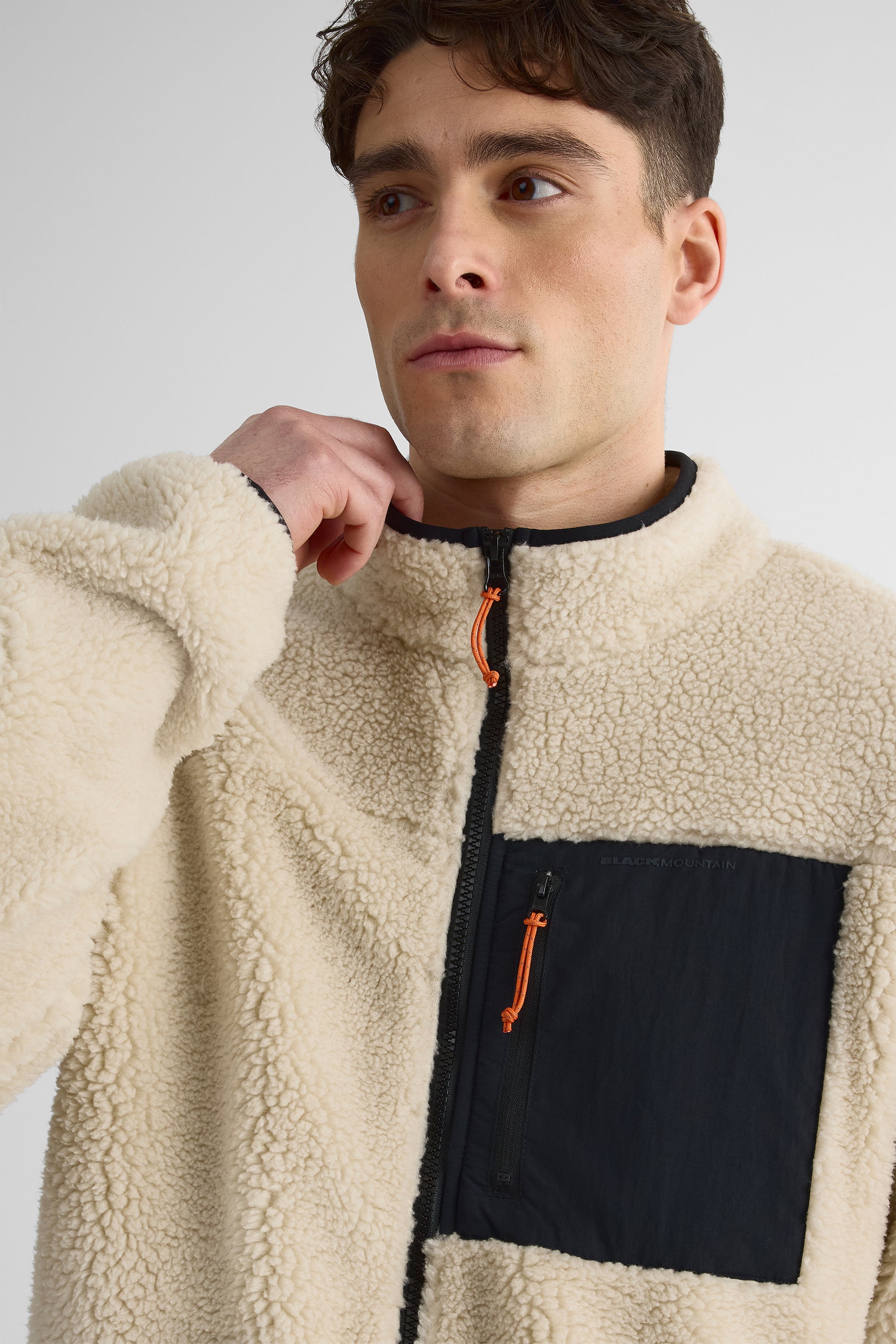 Veste homme sherpa avec poches - Polyester && BEIGE/MULTI