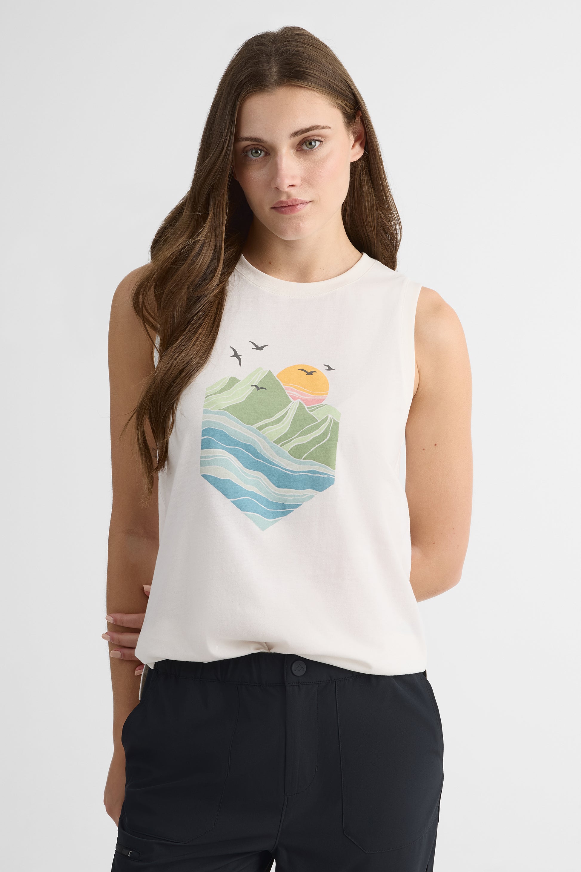 Camisole tank graphique en coton bio - Ado fille && BLANC