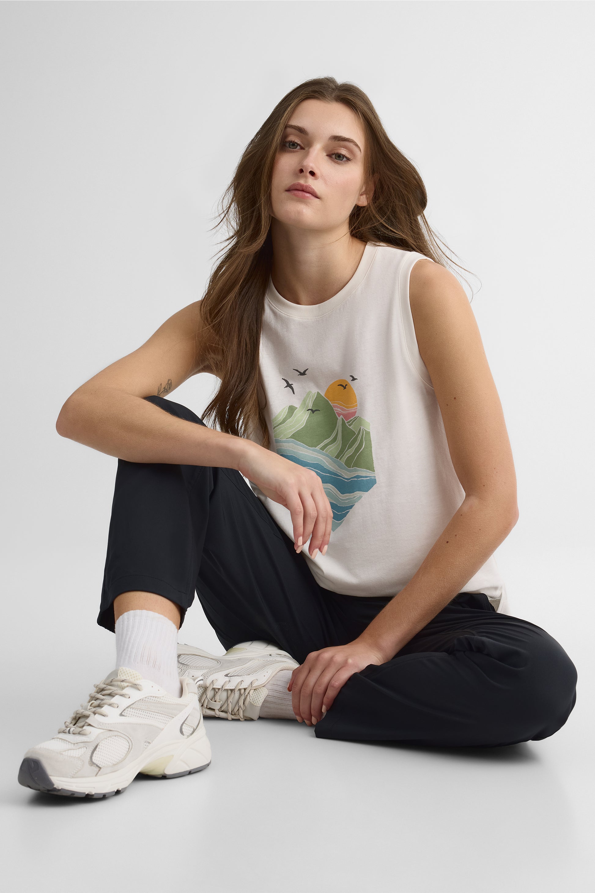 Camisole tank graphique en coton bio - Ado fille && BLANC