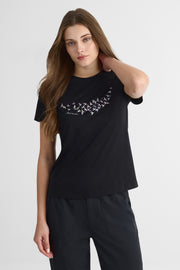 Chandail M/courtes semi-ajusté avec graphique - Femme && NOIR