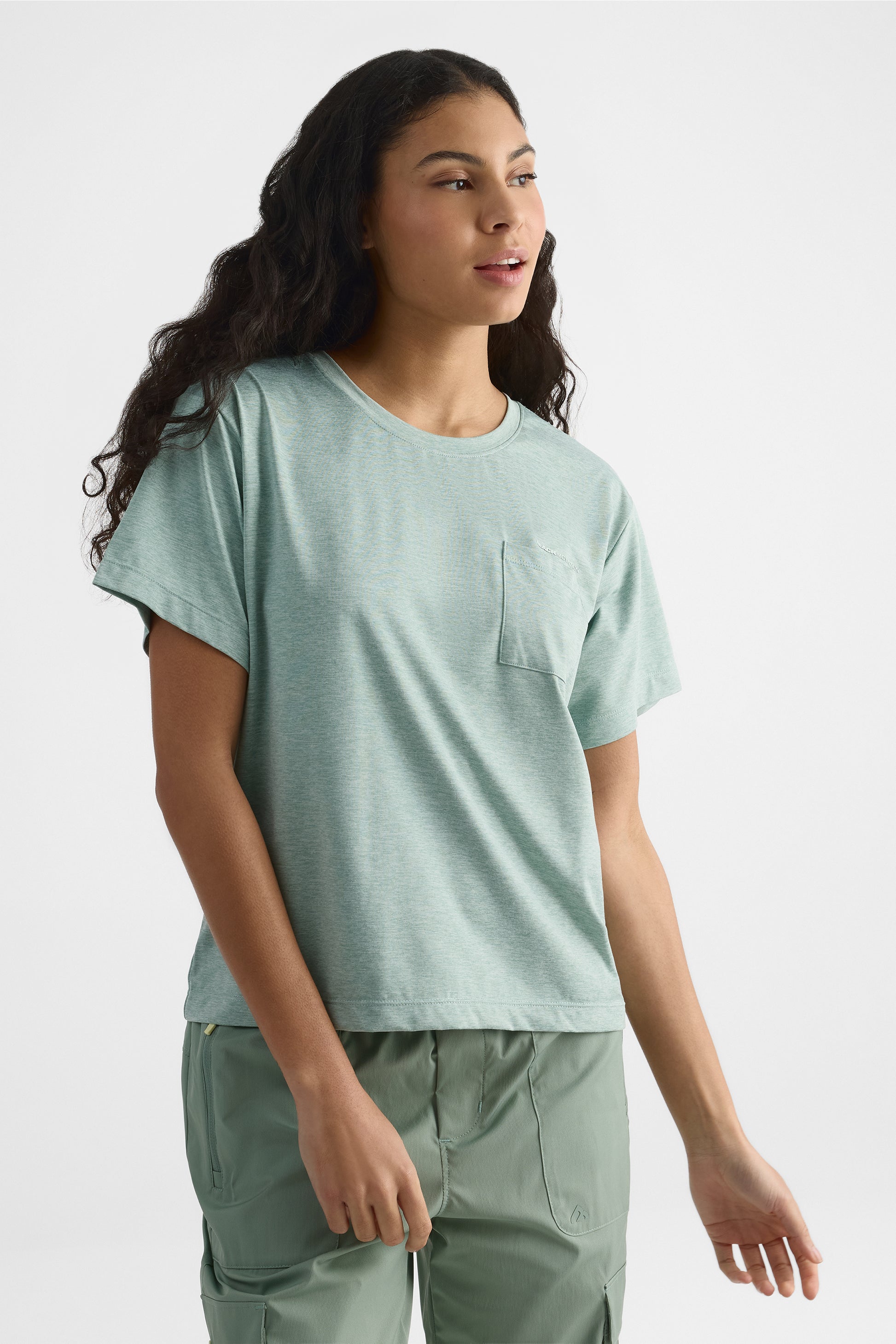 Chandail cropped à manches courtes - Femme && VERT MIXTE