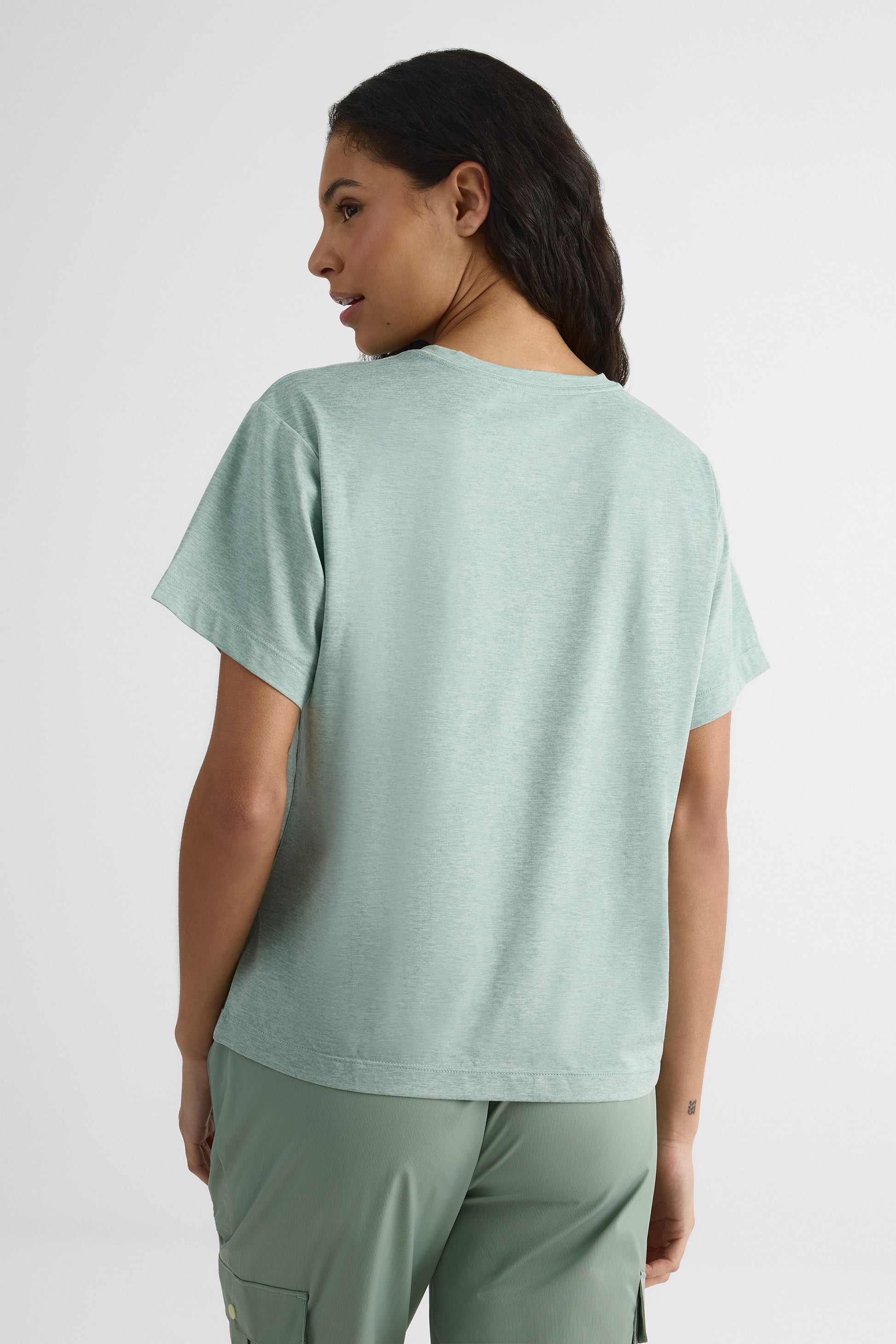 Chandail cropped à manches courtes - Femme && VERT MIXTE