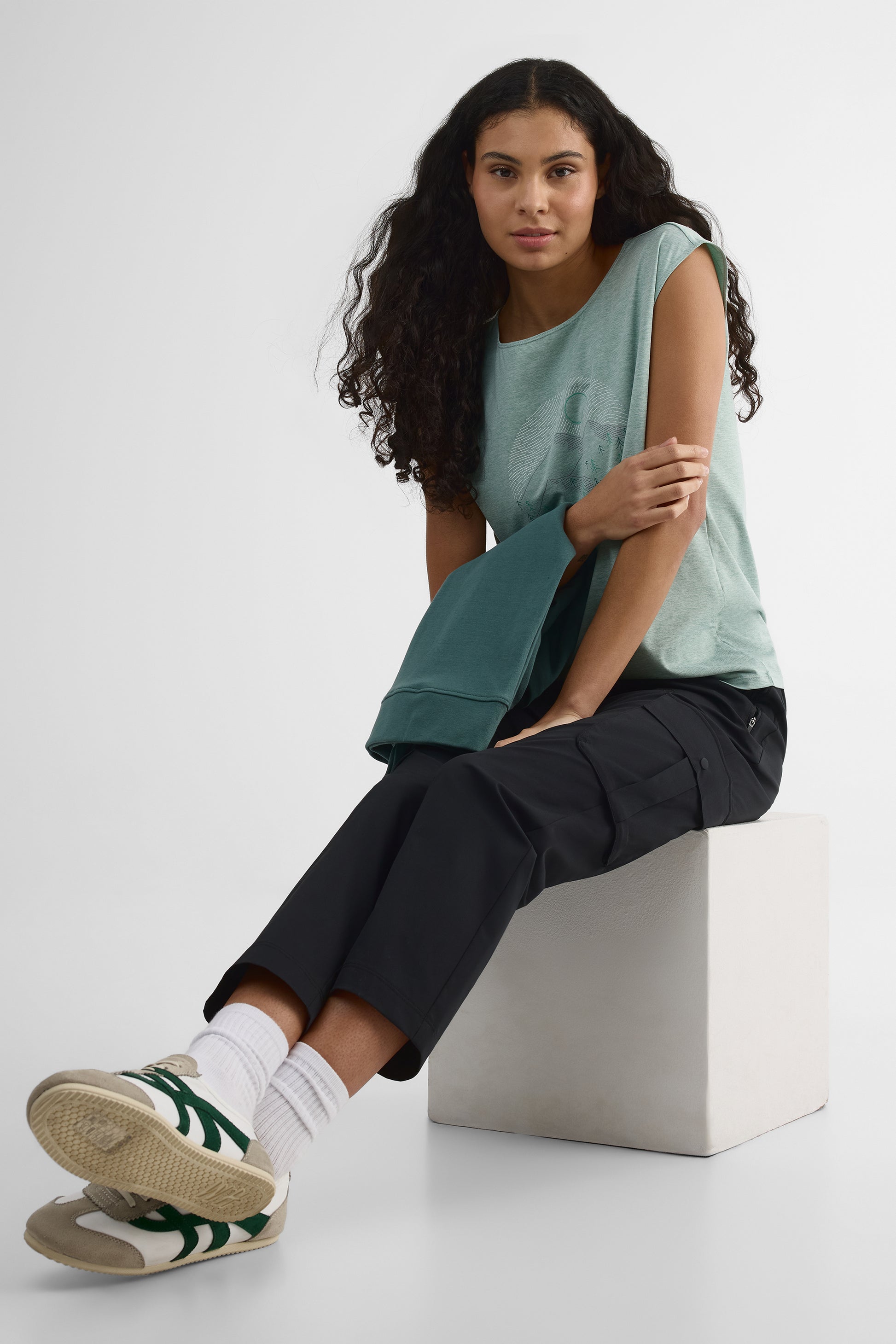 Pantalon cargo 7/8 élastique – Femme && NOIR