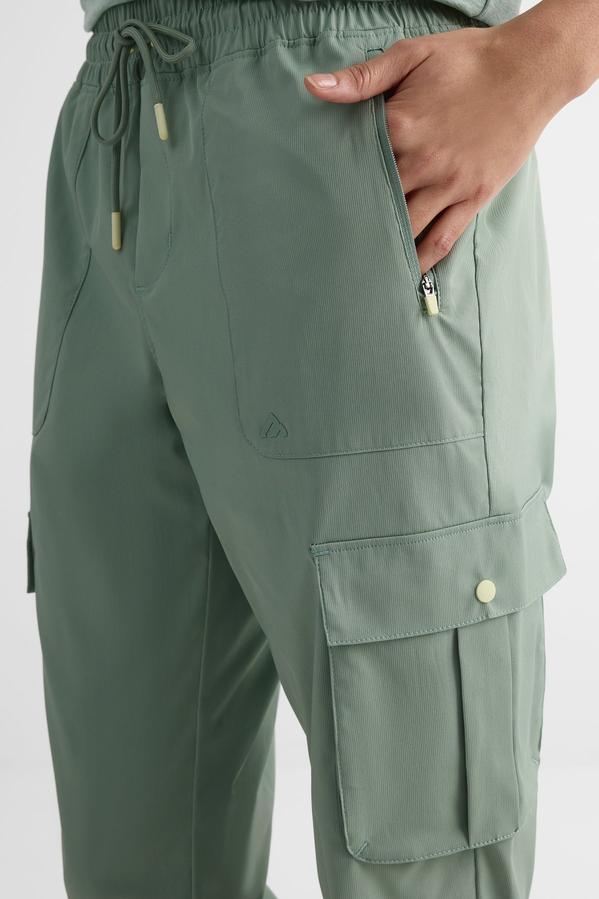 Pantalon cargo 7/8 élastique – Femme && KAKI