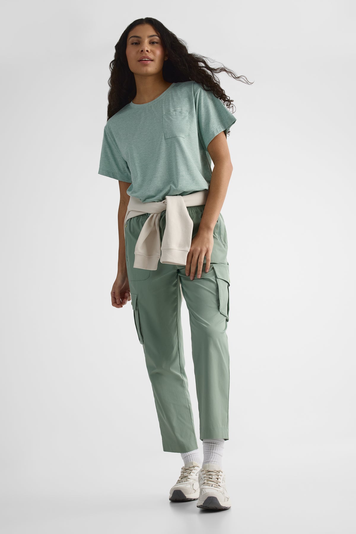 Pantalon cargo 7/8 élastique – Femme && KAKI