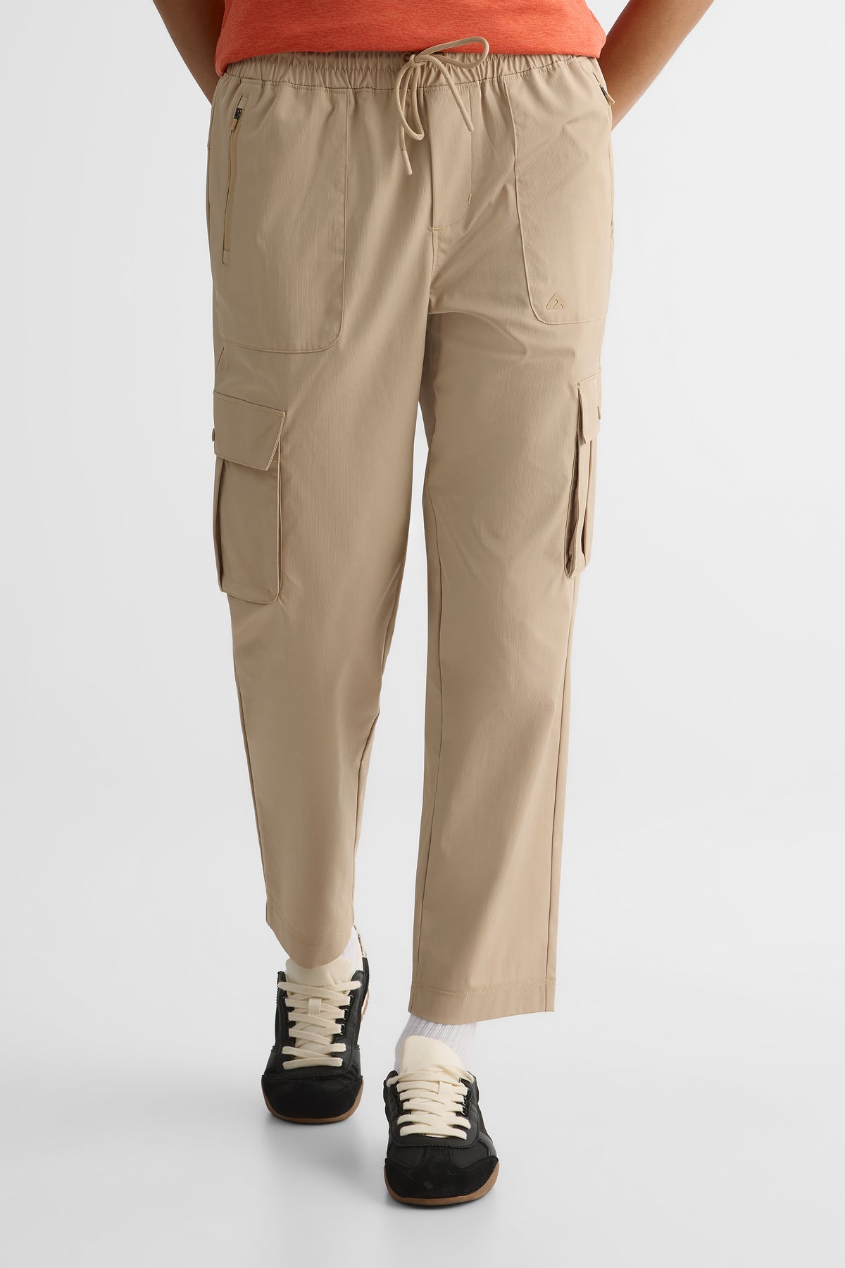 Pantalon cargo 7/8 élastique – Femme && TAUPE