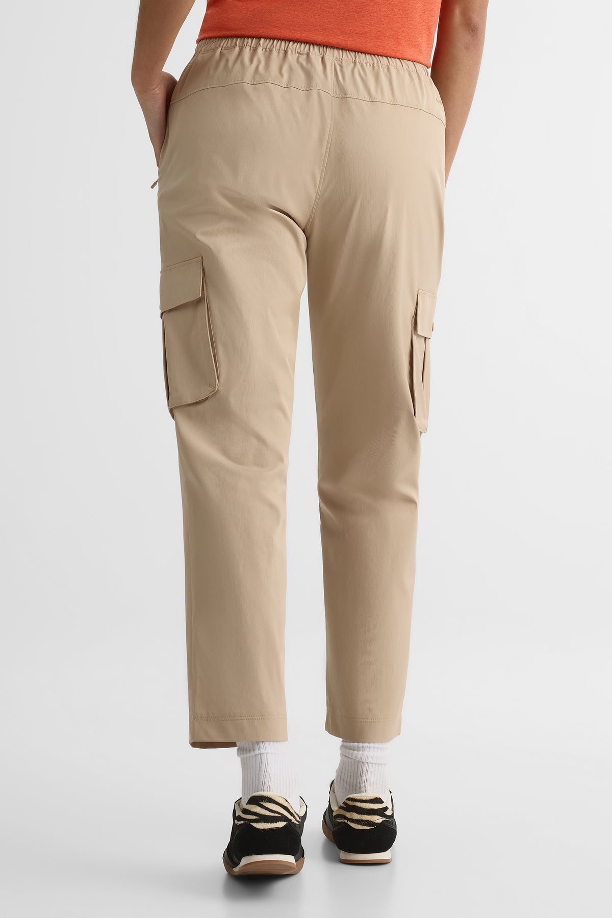 Pantalon cargo 7/8 élastique – Femme && TAUPE