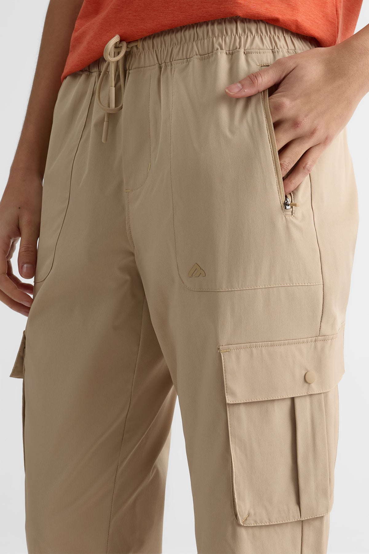 Pantalon cargo 7/8 élastique – Femme && TAUPE