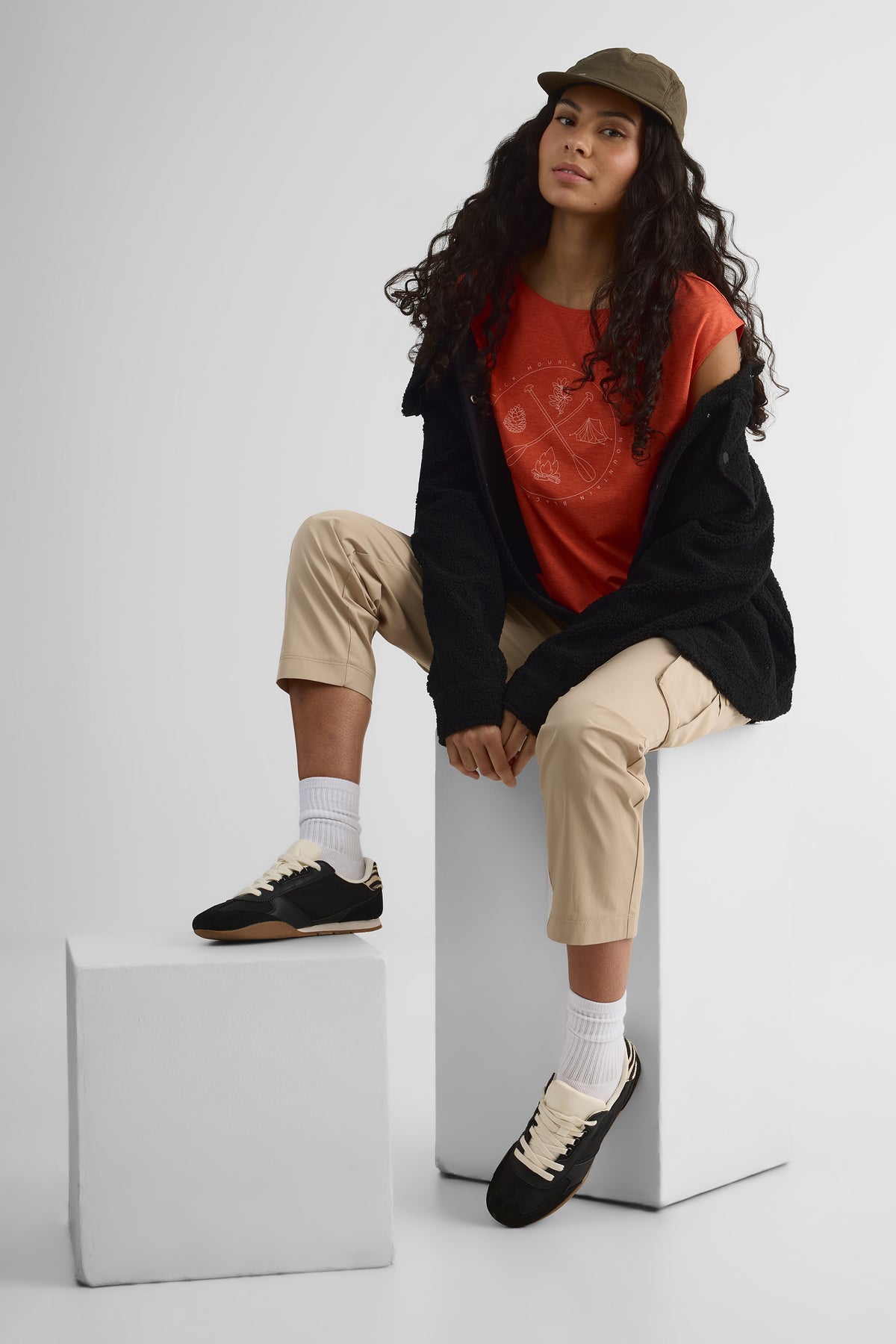 Pantalon cargo 7/8 élastique – Femme && TAUPE