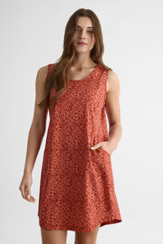 Robe S/manches col rond semi-ajustée - Femme && ORANGE MULTI
