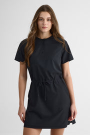 Robe M/courtes col rond semi-ajustée - Femme && NOIR