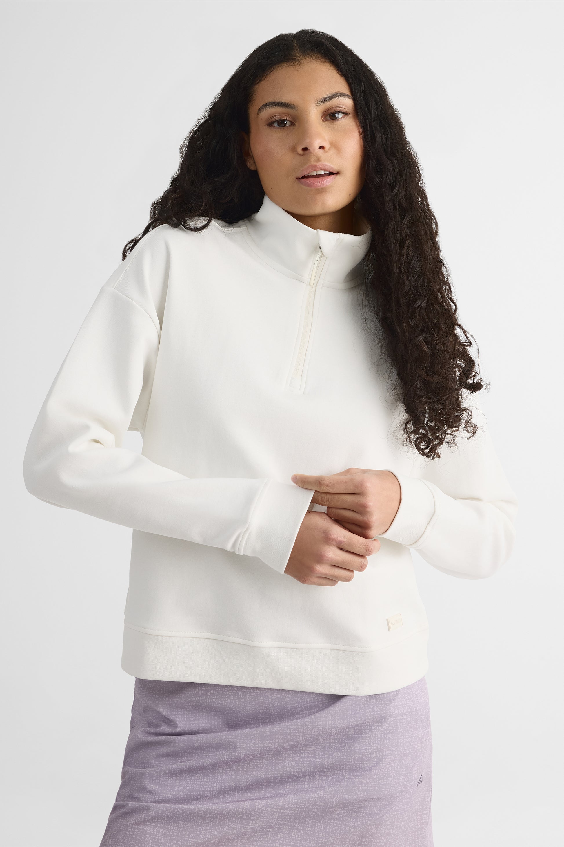 Chandail ouaté à col montant – Femme && BLANC