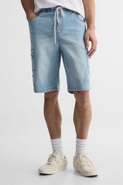 Short denim cargo élastique - Jeune homme && DENIM PALE