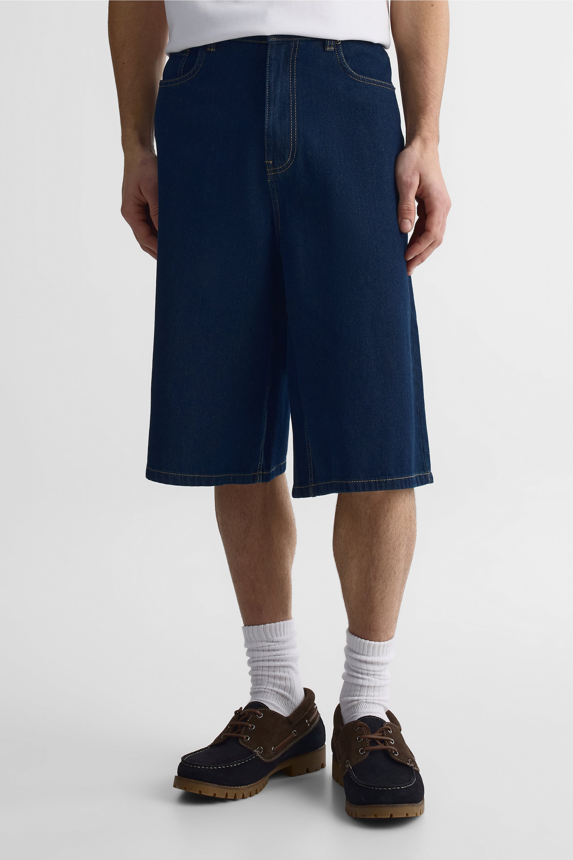 Bermudas denim baggy skater - Homme && DENIM FONCE