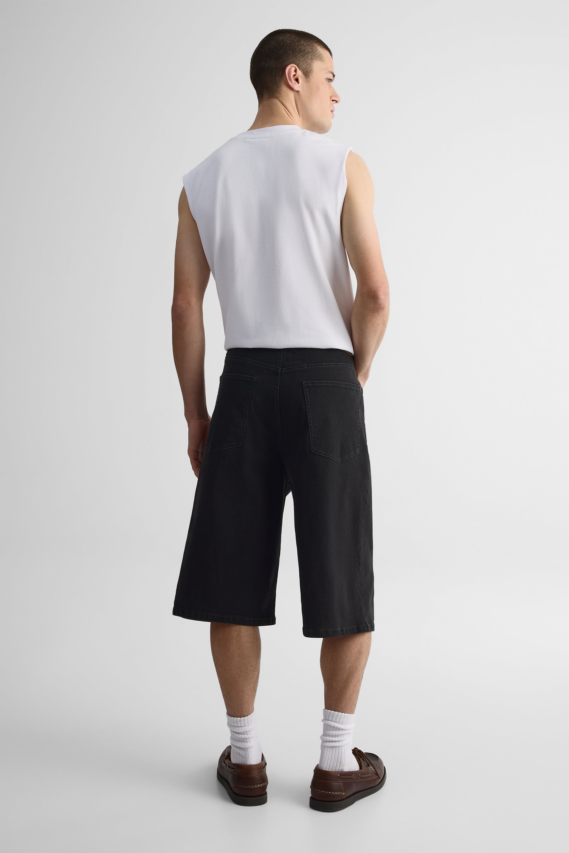 Bermudas denim baggy stretch - Jeune homme && DENIM GRIS