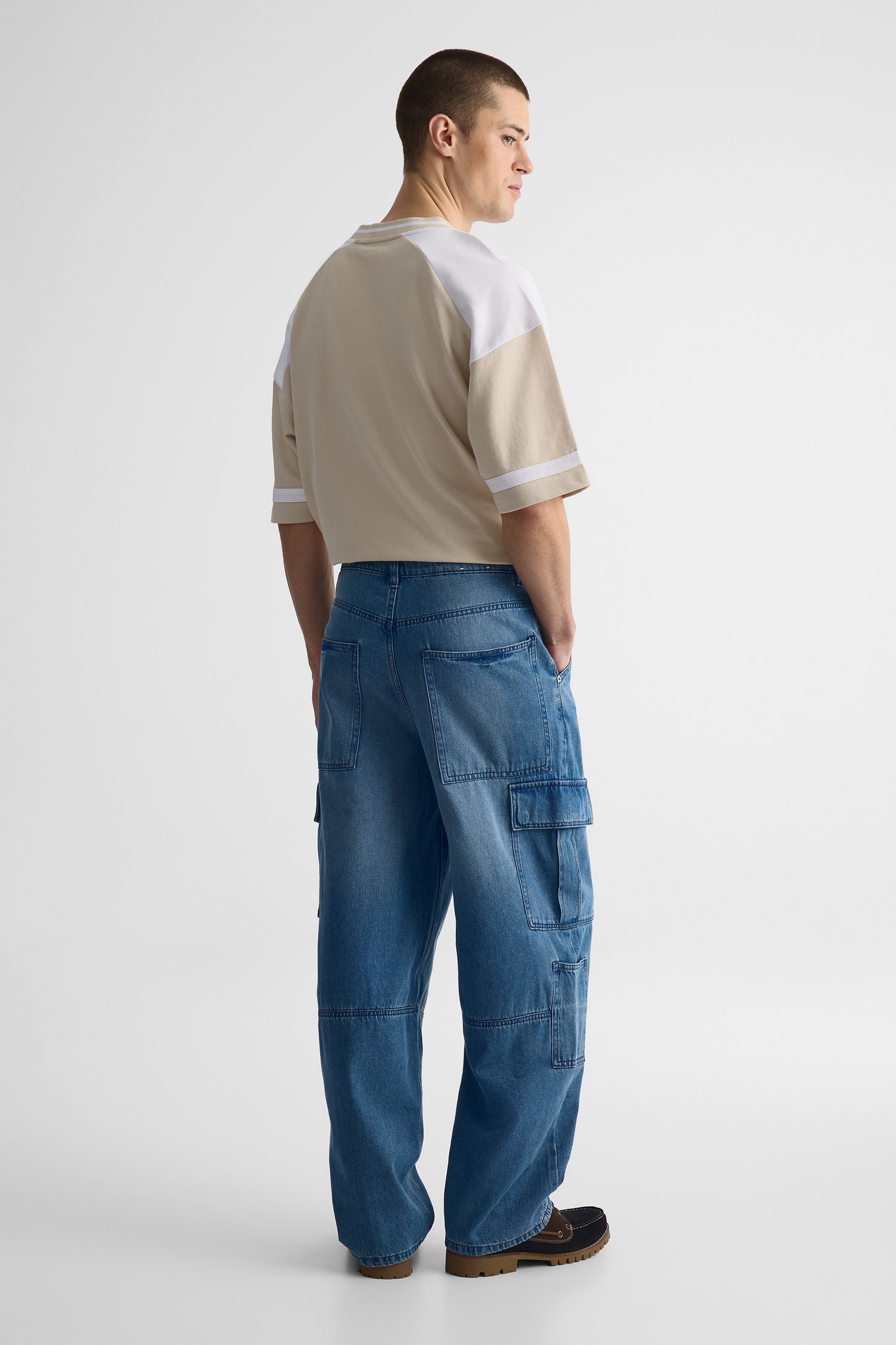 Jeans skater cargo baggy en denim - Homme && DENIM PALE