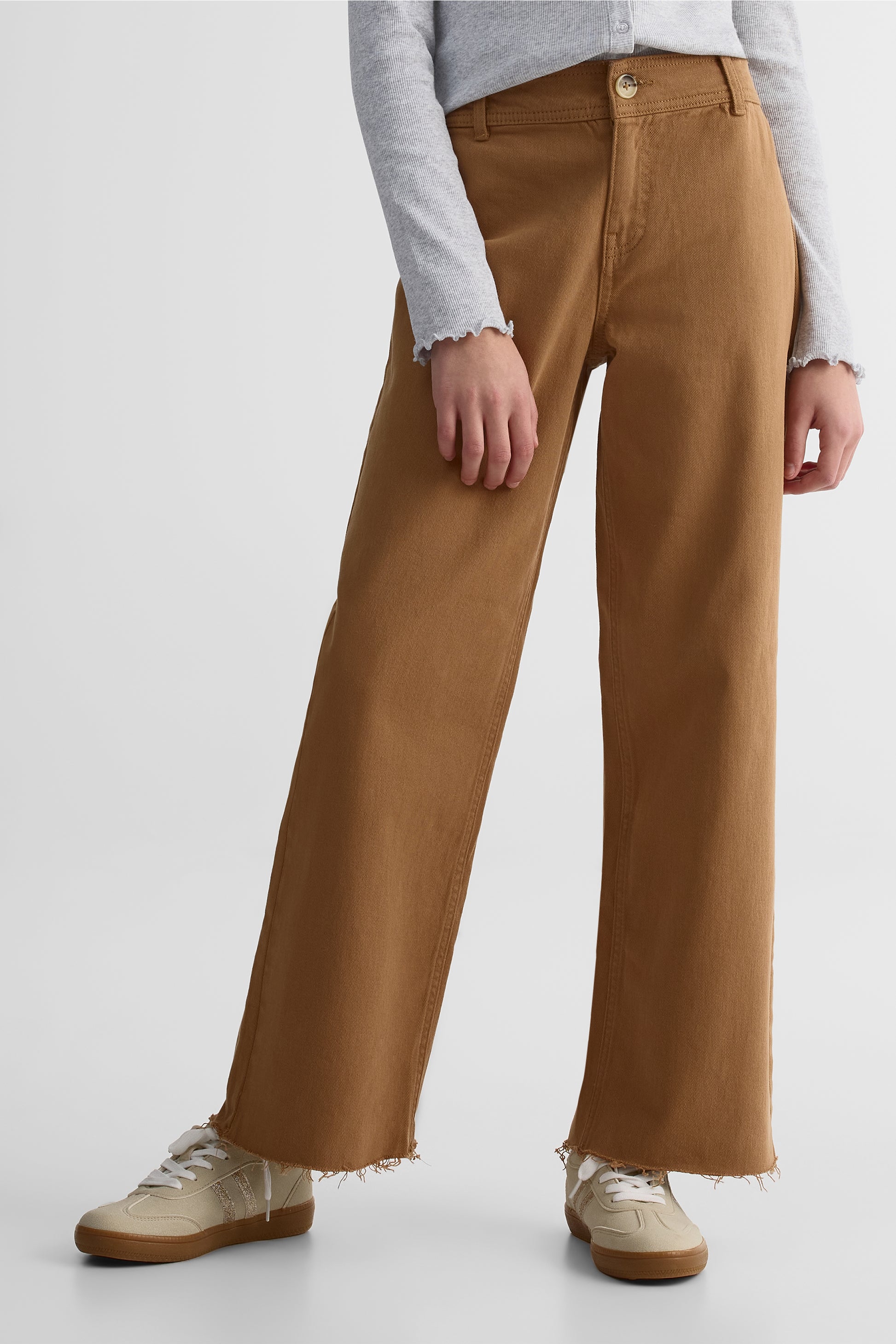 Pantalon en denim stretch, jambes larges - Ado garçon && TABAC