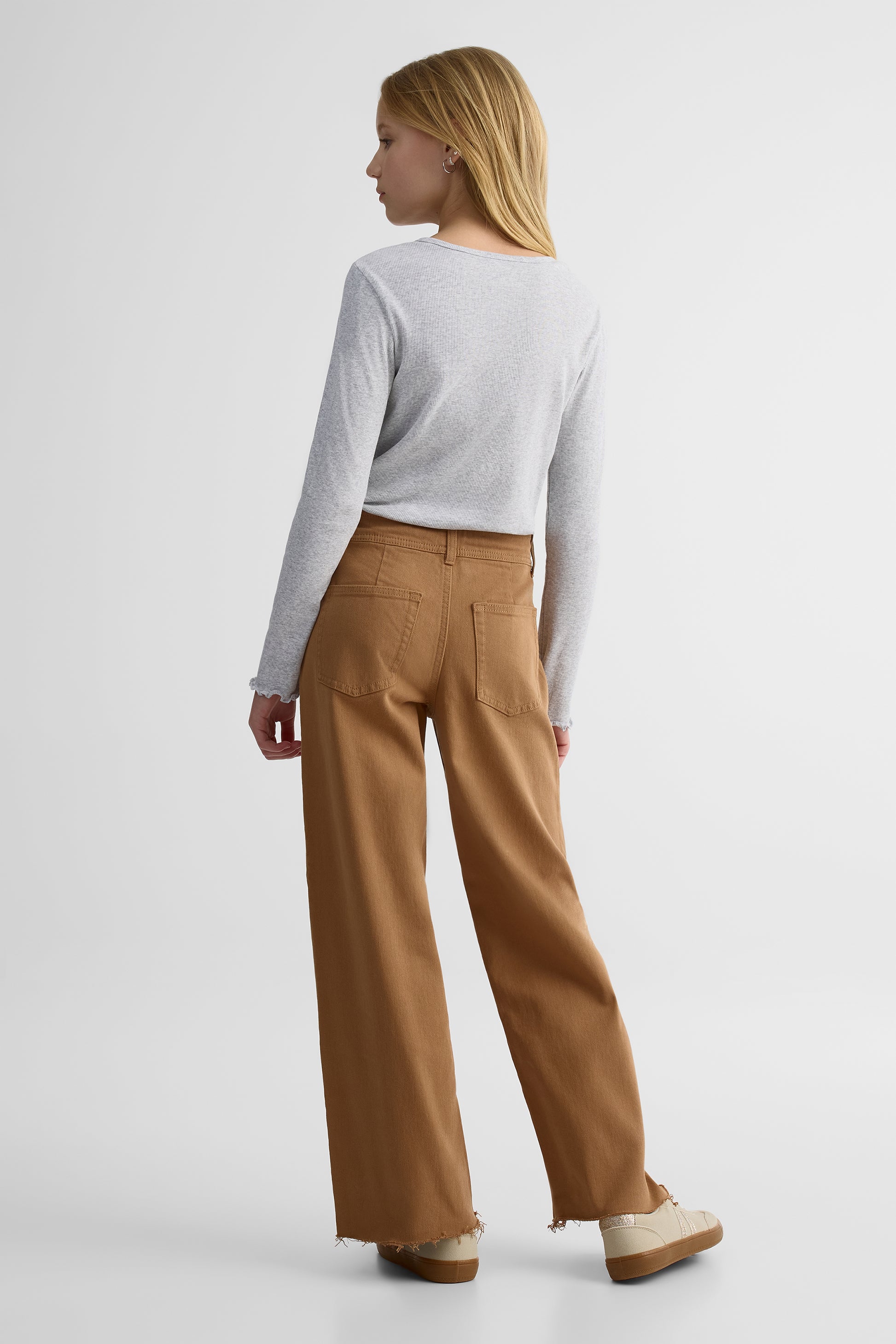 Pantalon en denim stretch, jambes larges - Ado garçon && TABAC