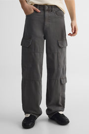 Jeans cargo décontractés en denim - Ado garçon && GRIS