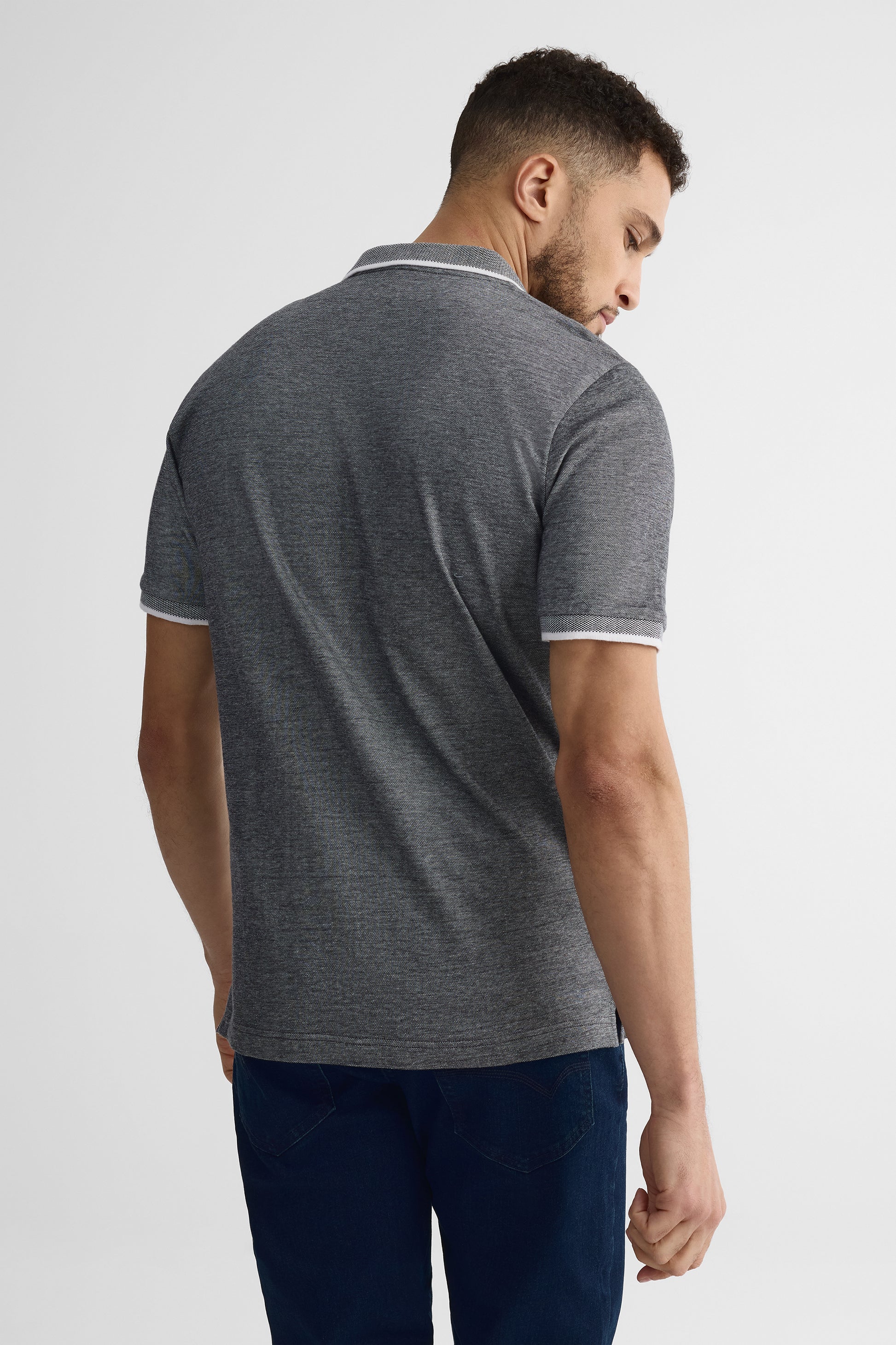 Chandail polo M/courtes en coton - Homme && NOIR