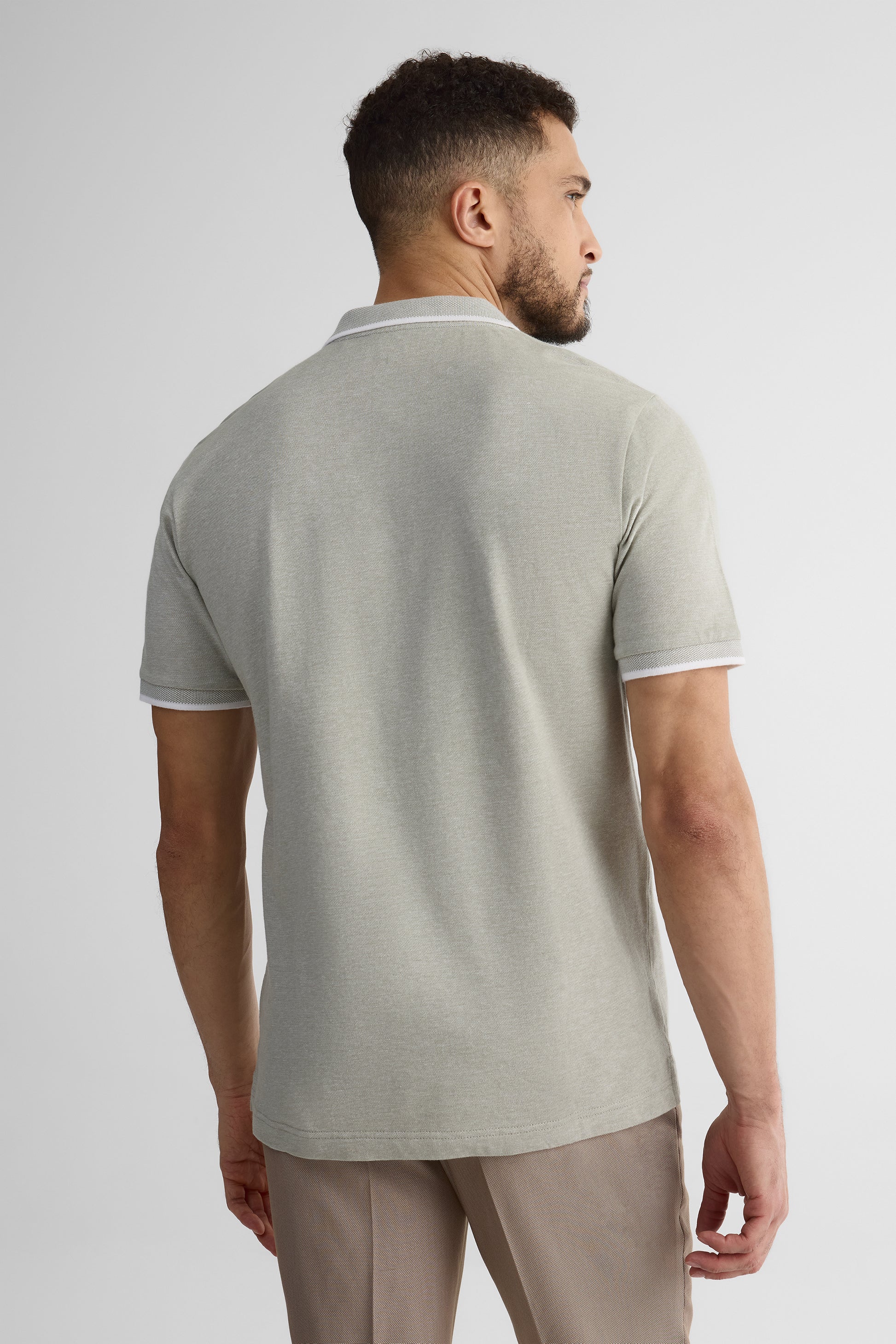 Chandail polo M/courtes en coton - Homme && KAKI