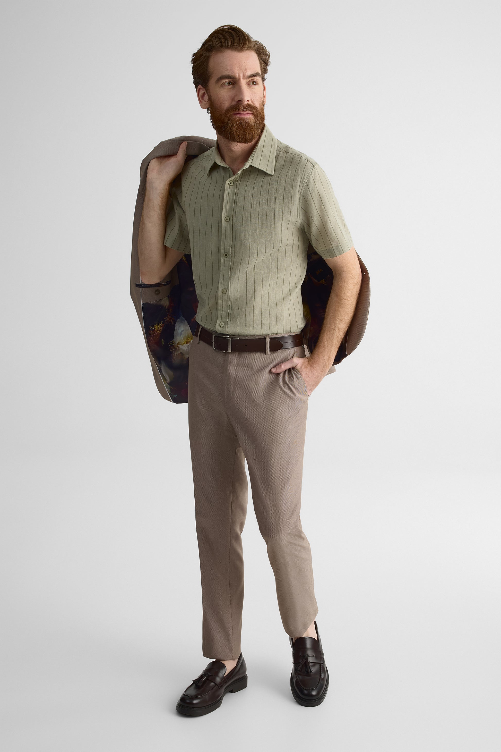 Chemise m/courtes en chambray – Homme && KAKI/MULTI