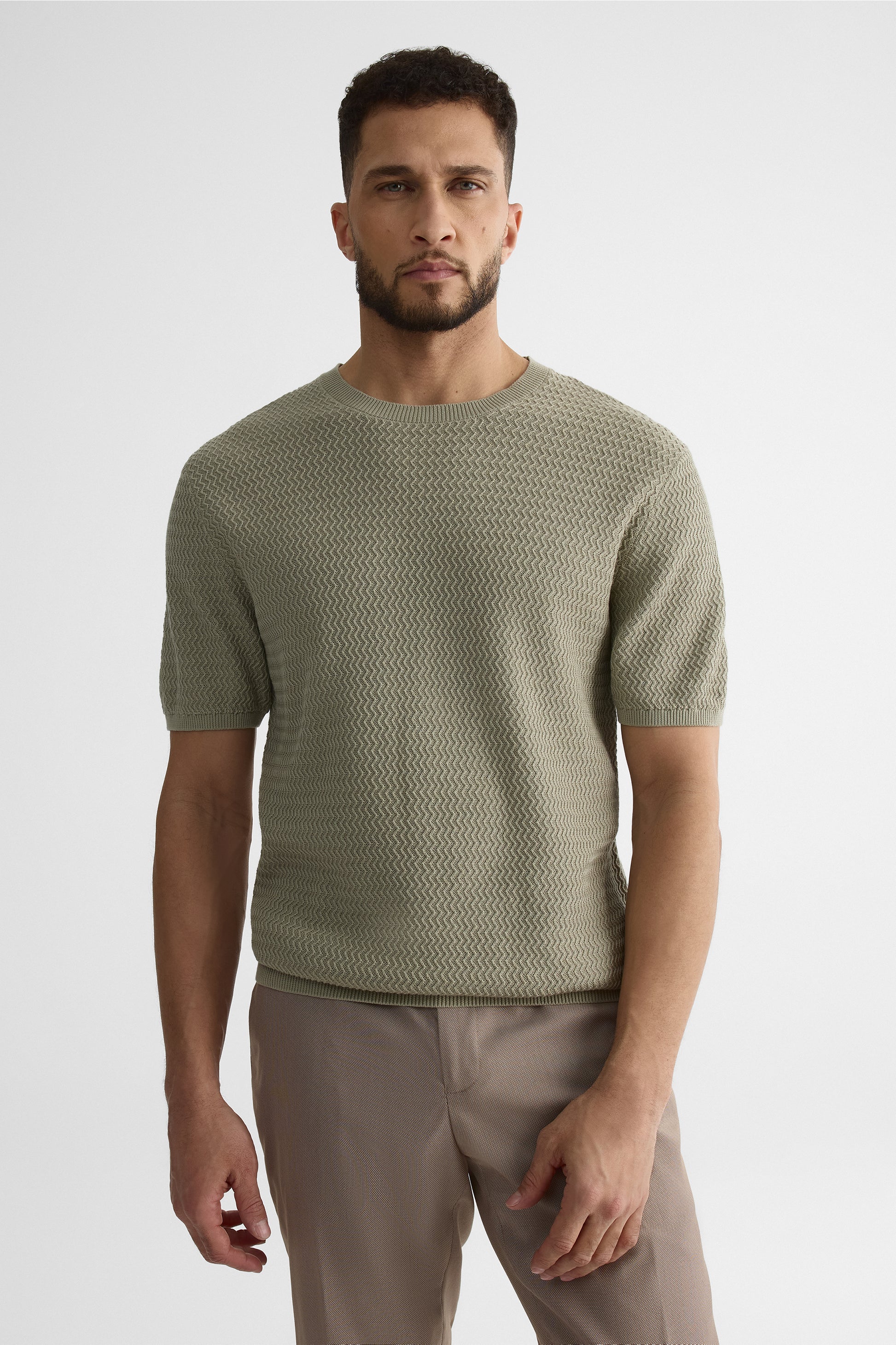 Chandail tricot M/courtes col rond - Homme && KAKI