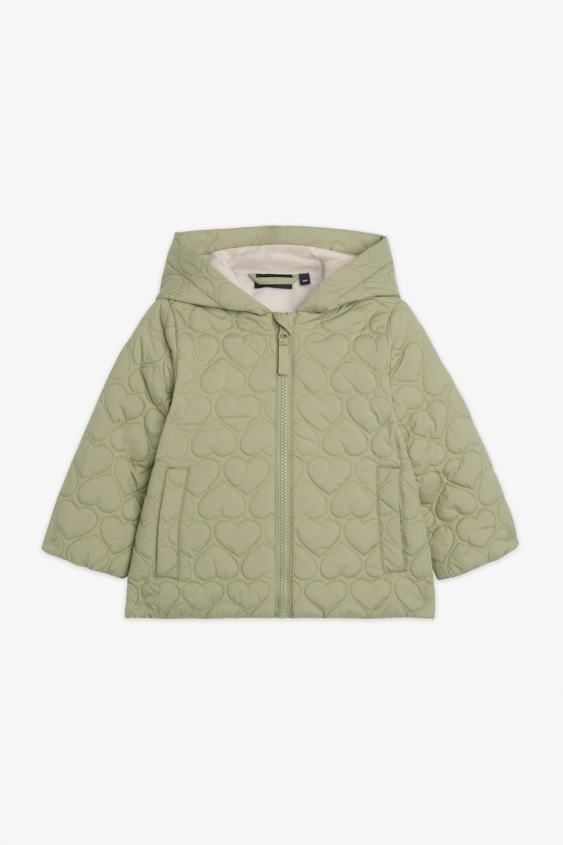 Manteau matelassé cœur - Bébé fille && KAKI