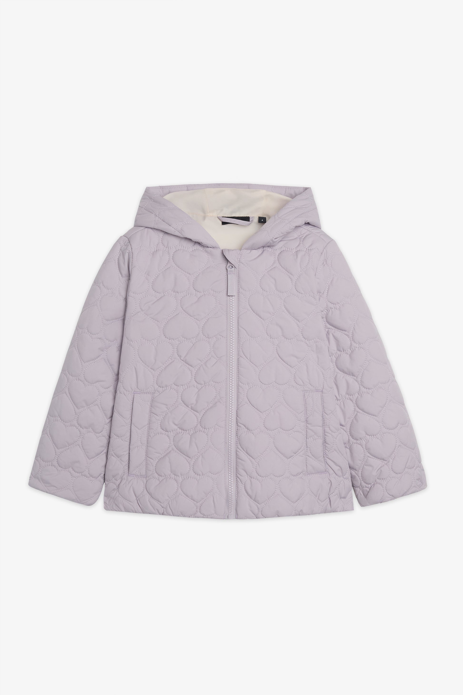 Manteau léger matelassé coeurs - Enfant fille && GRIS