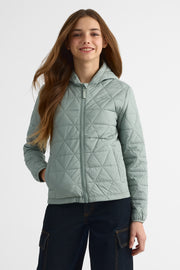 Manteau matelassé compressible avec capuchon - Ado fille && VERT DE GRIS