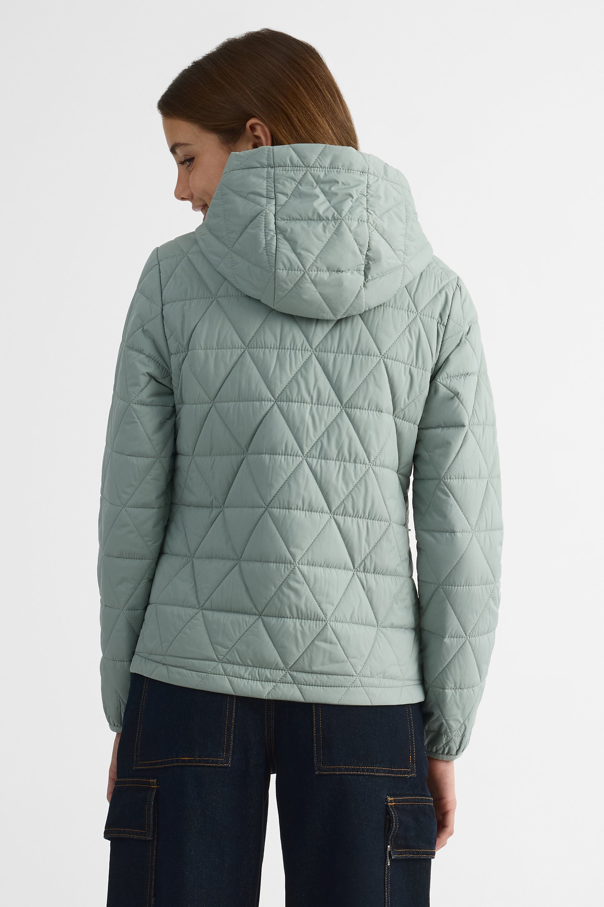 Manteau matelassé compressible avec capuchon - Ado fille && VERT DE GRIS