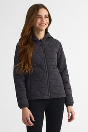Manteau matelassé compressible avec capuchon - Ado fille && CHARBON