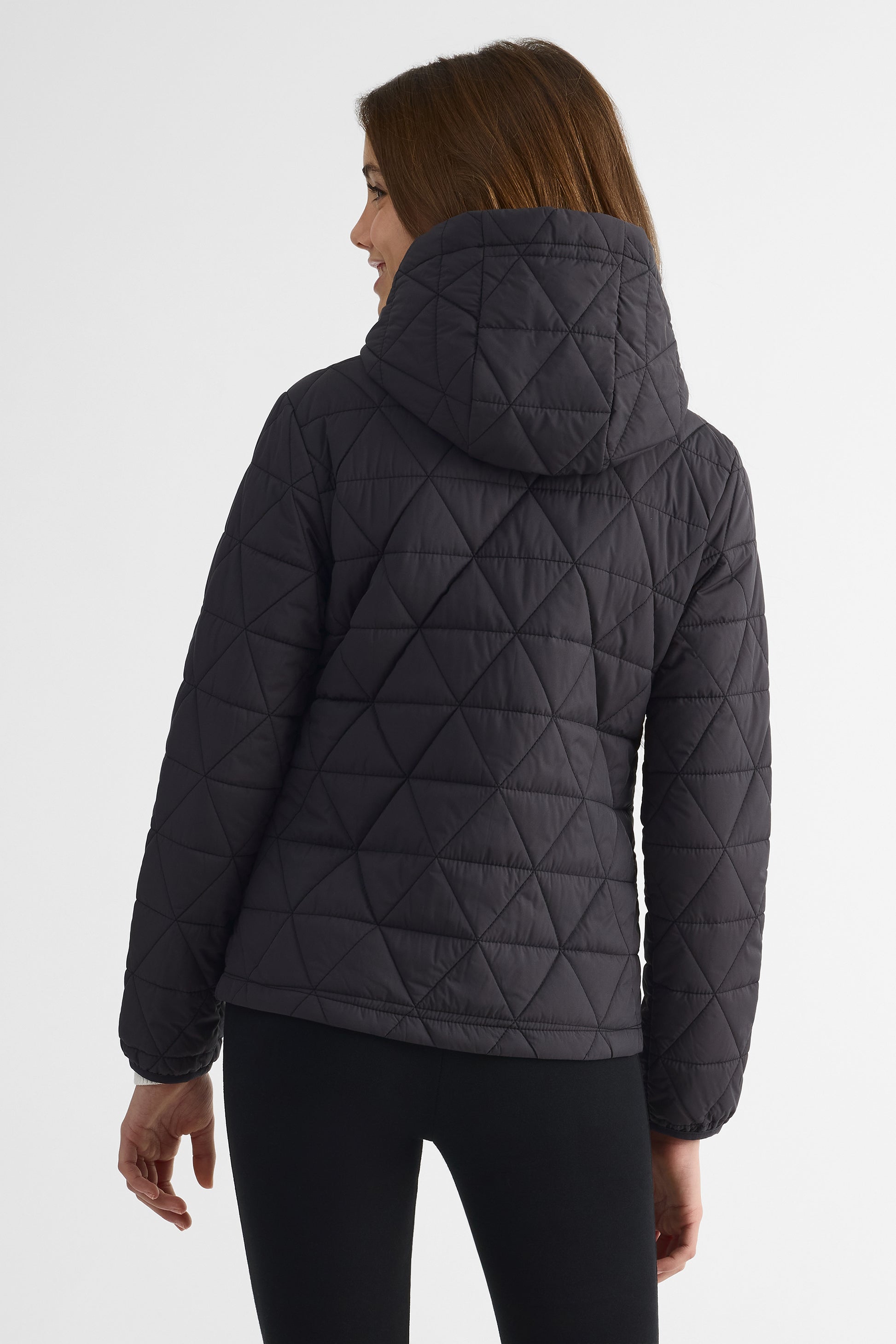 Manteau matelassé compressible avec capuchon - Ado fille && CHARBON
