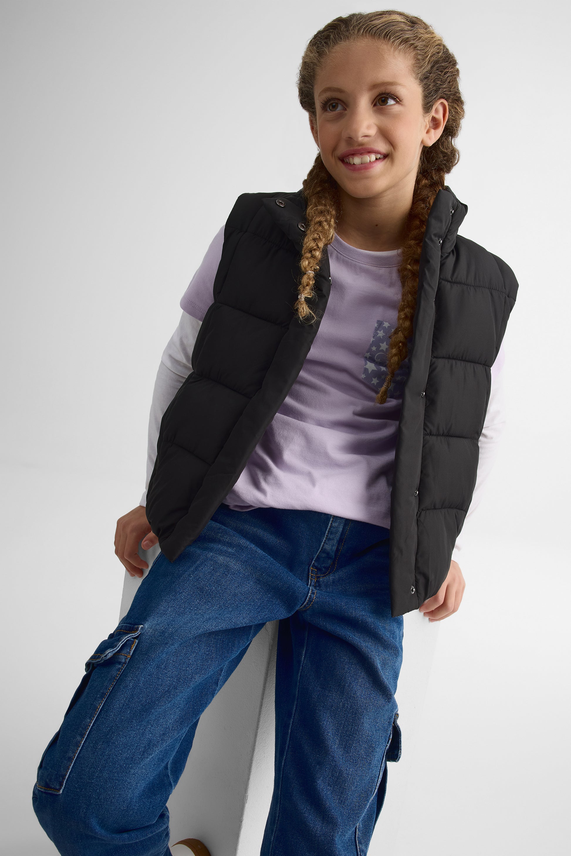 Veste S/manches doublée déperlant – Ado fille && NOIR
