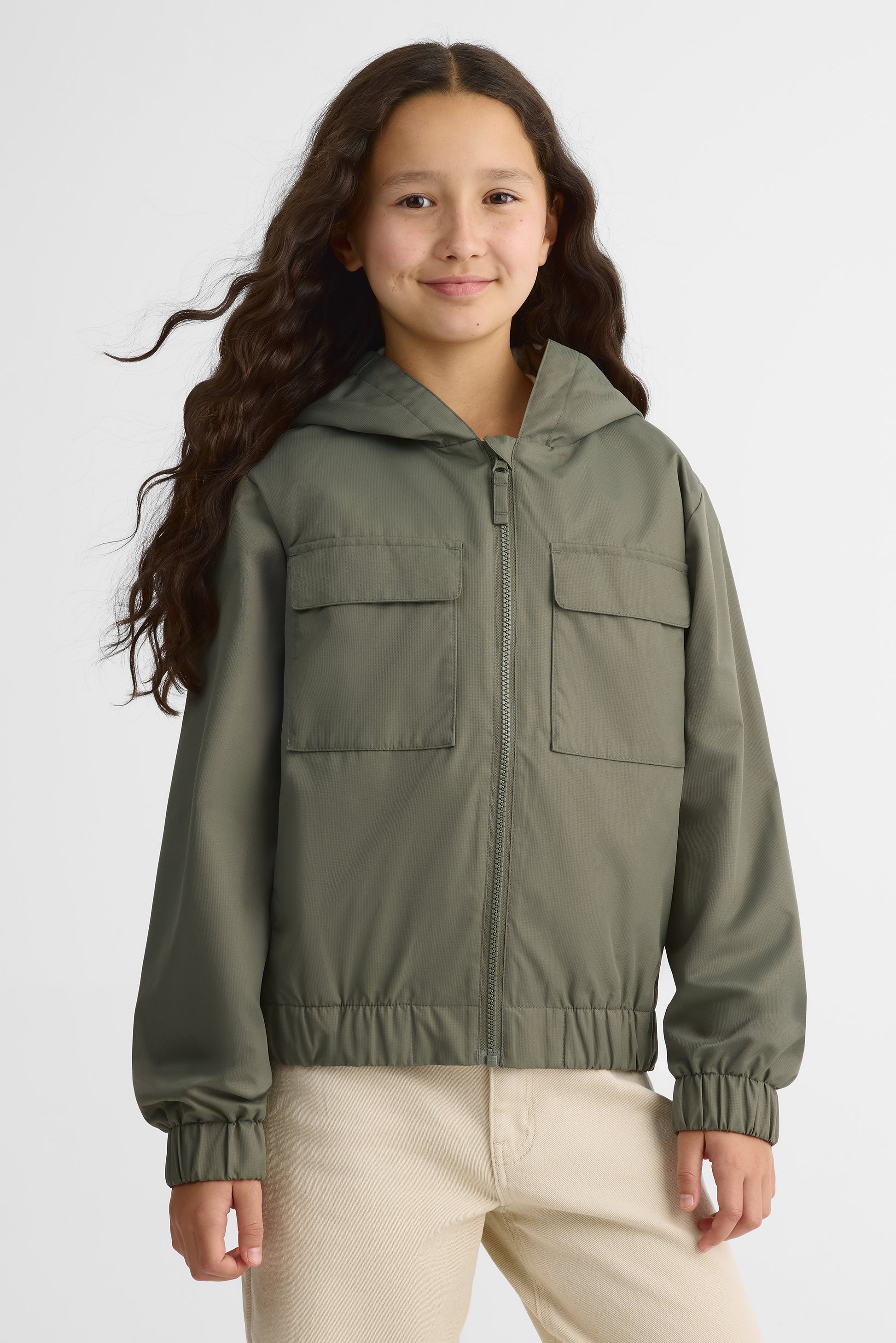 Hooded coat lined with jersey - Teen girl && VERT