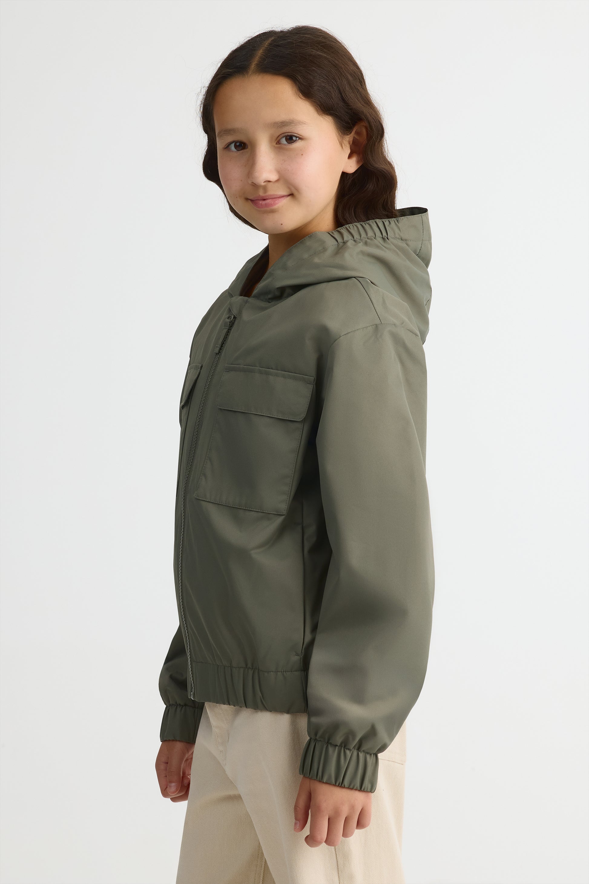 Hooded coat lined with jersey - Teen girl && VERT