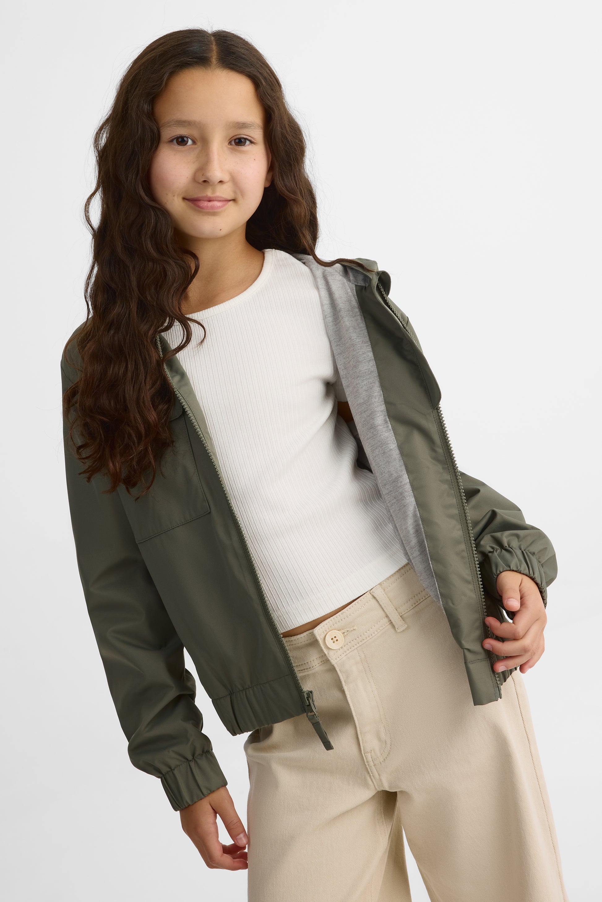 Hooded coat lined with jersey - Teen girl && VERT