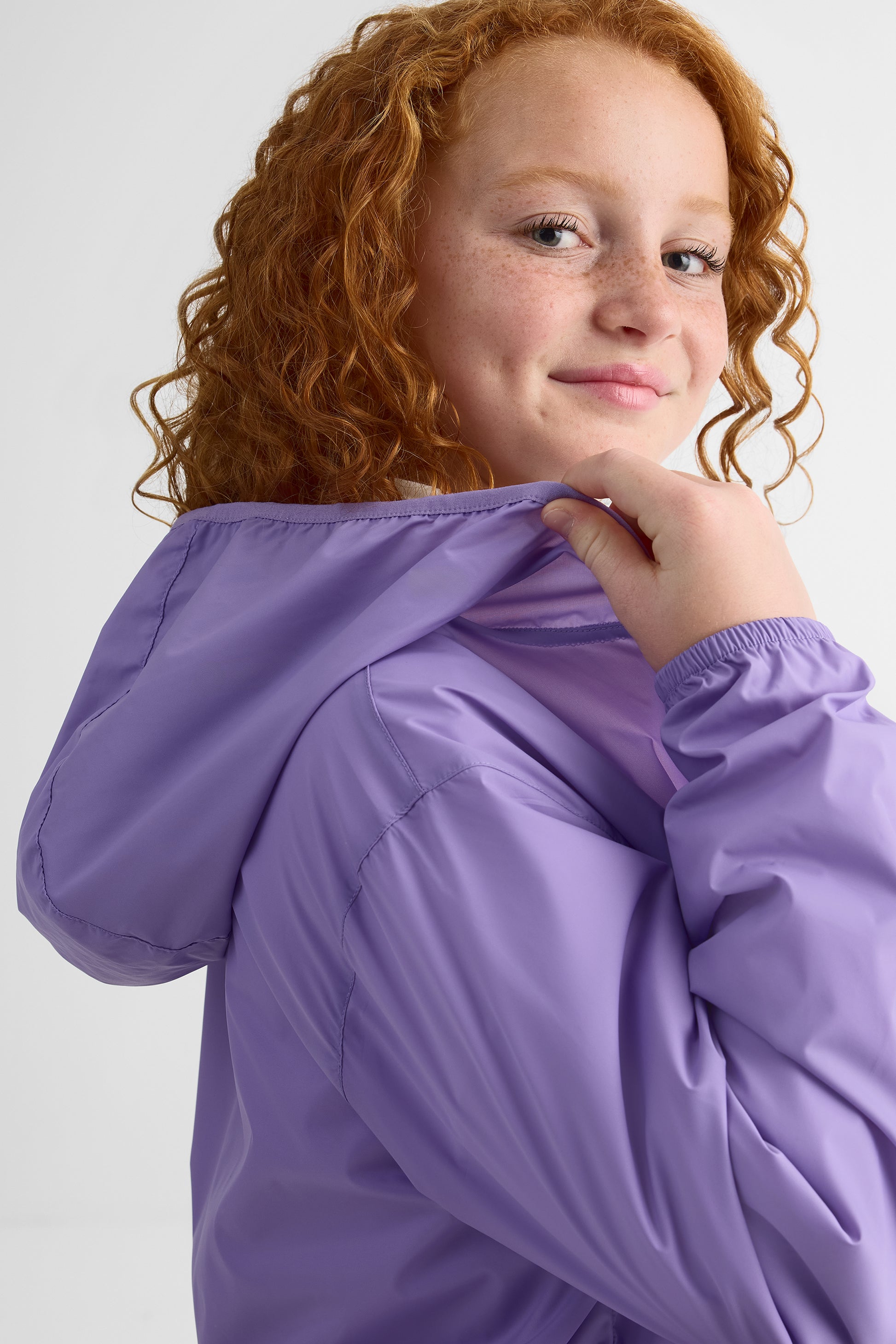 Manteau K-way coupe-vent avec capuchon - Ado fille && MAUVE
