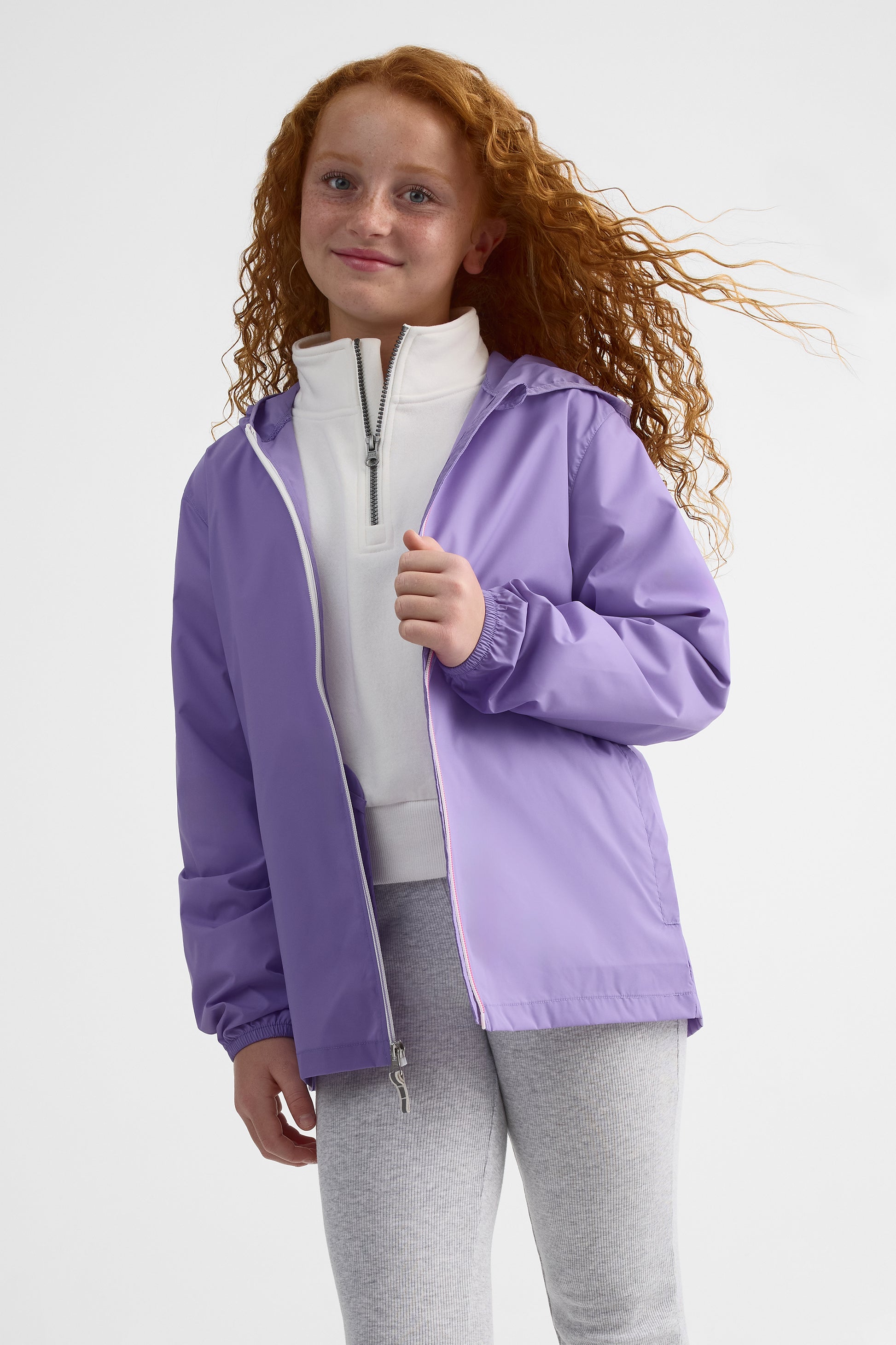 Manteau K-way coupe-vent avec capuchon - Ado fille && MAUVE