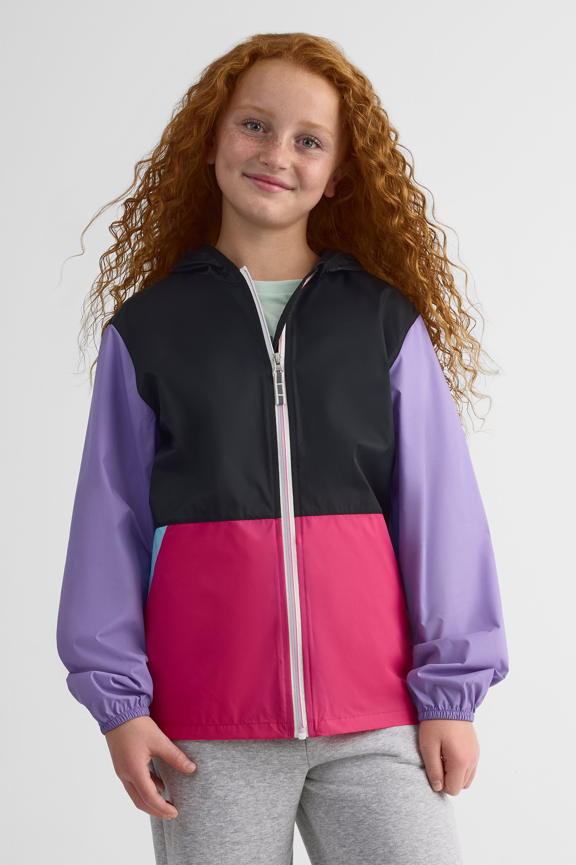 Manteau anorak colorblock avec capuchon - ado fille && NOIR