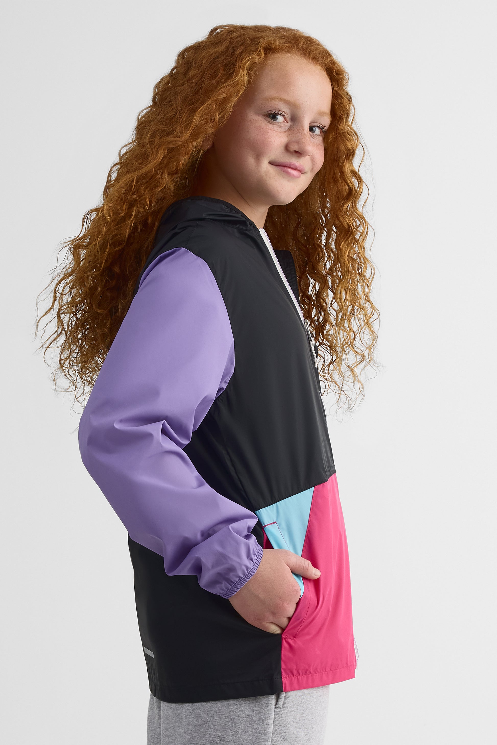 Manteau anorak colorblock avec capuchon - ado fille && NOIR