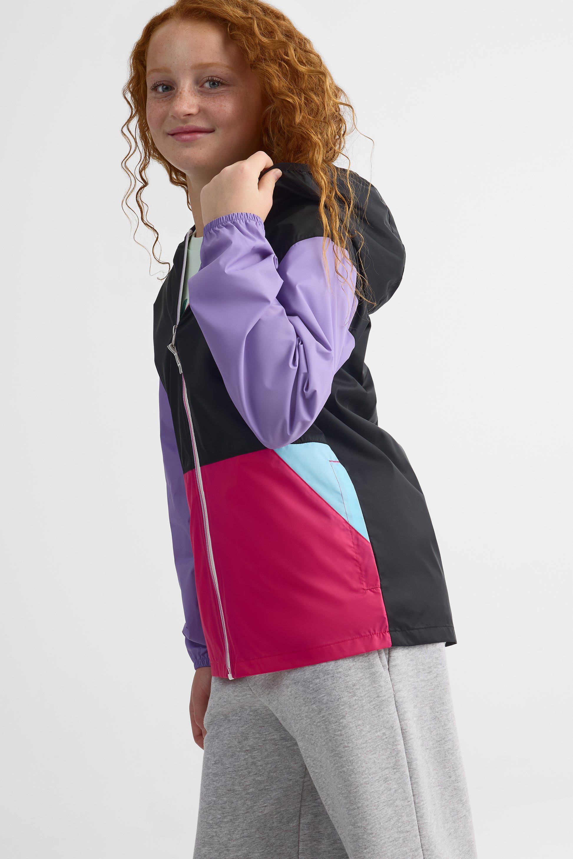 Manteau anorak colorblock avec capuchon - ado fille && NOIR