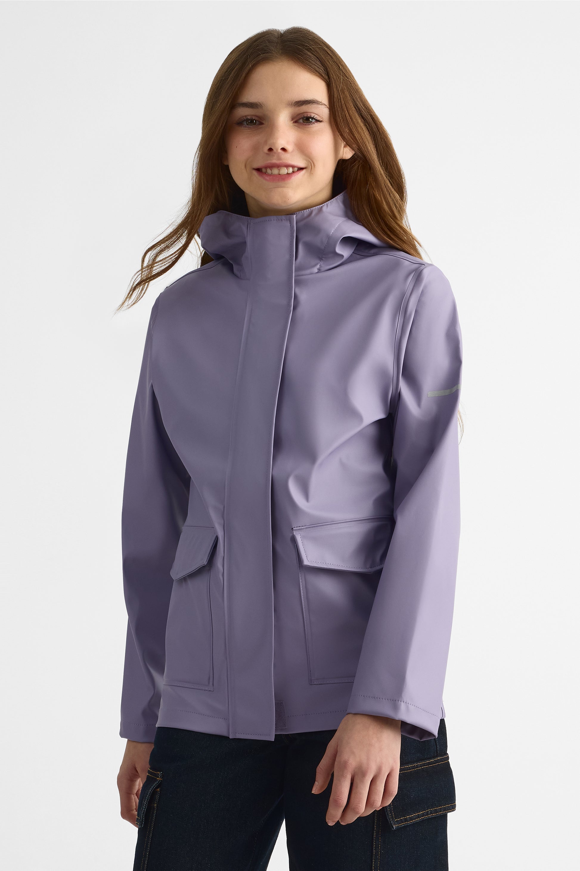 Imperméable capuchon avec poches - Ado fille && MAUVE