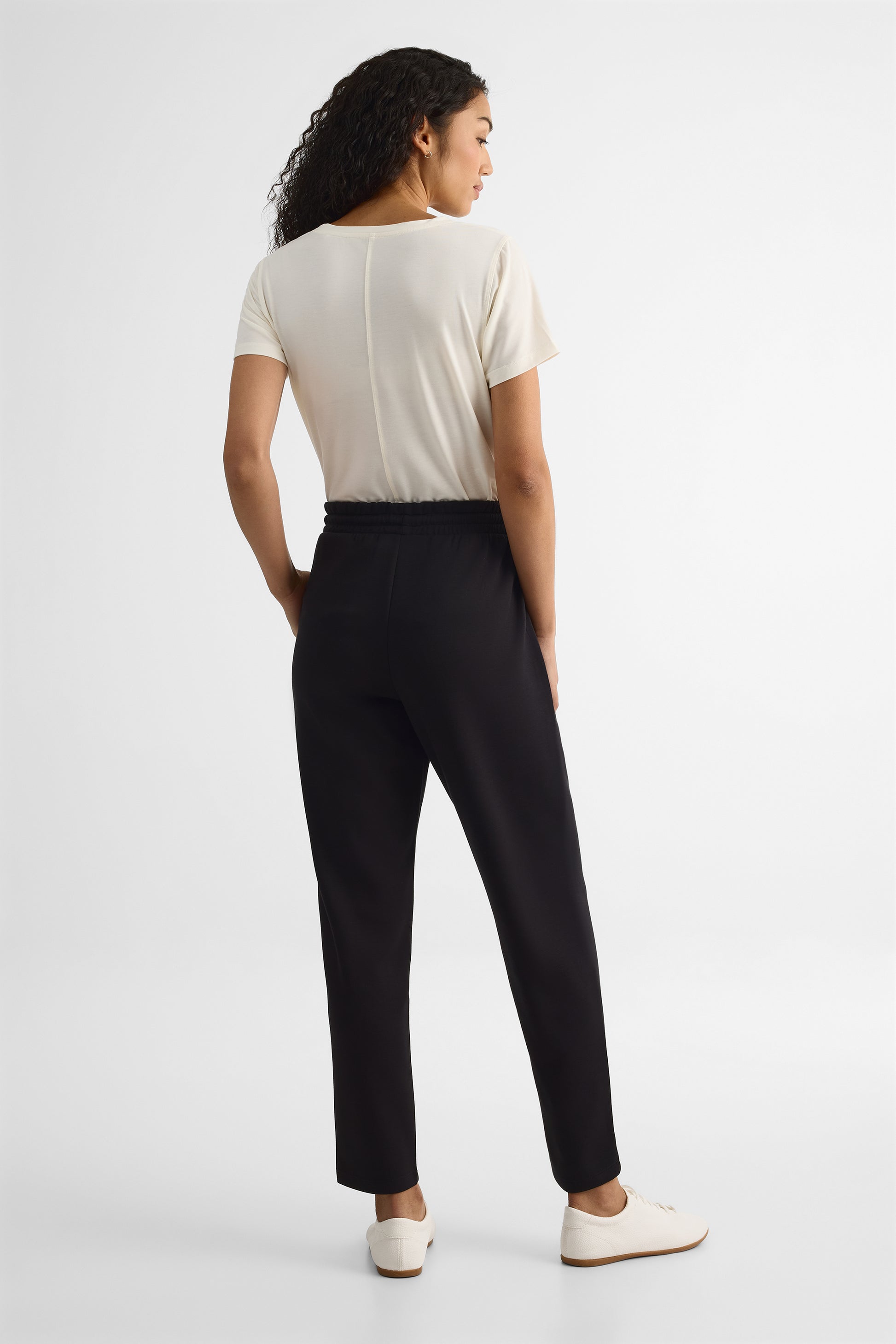 Pantalon taille haute tapered - Femme && NOIR