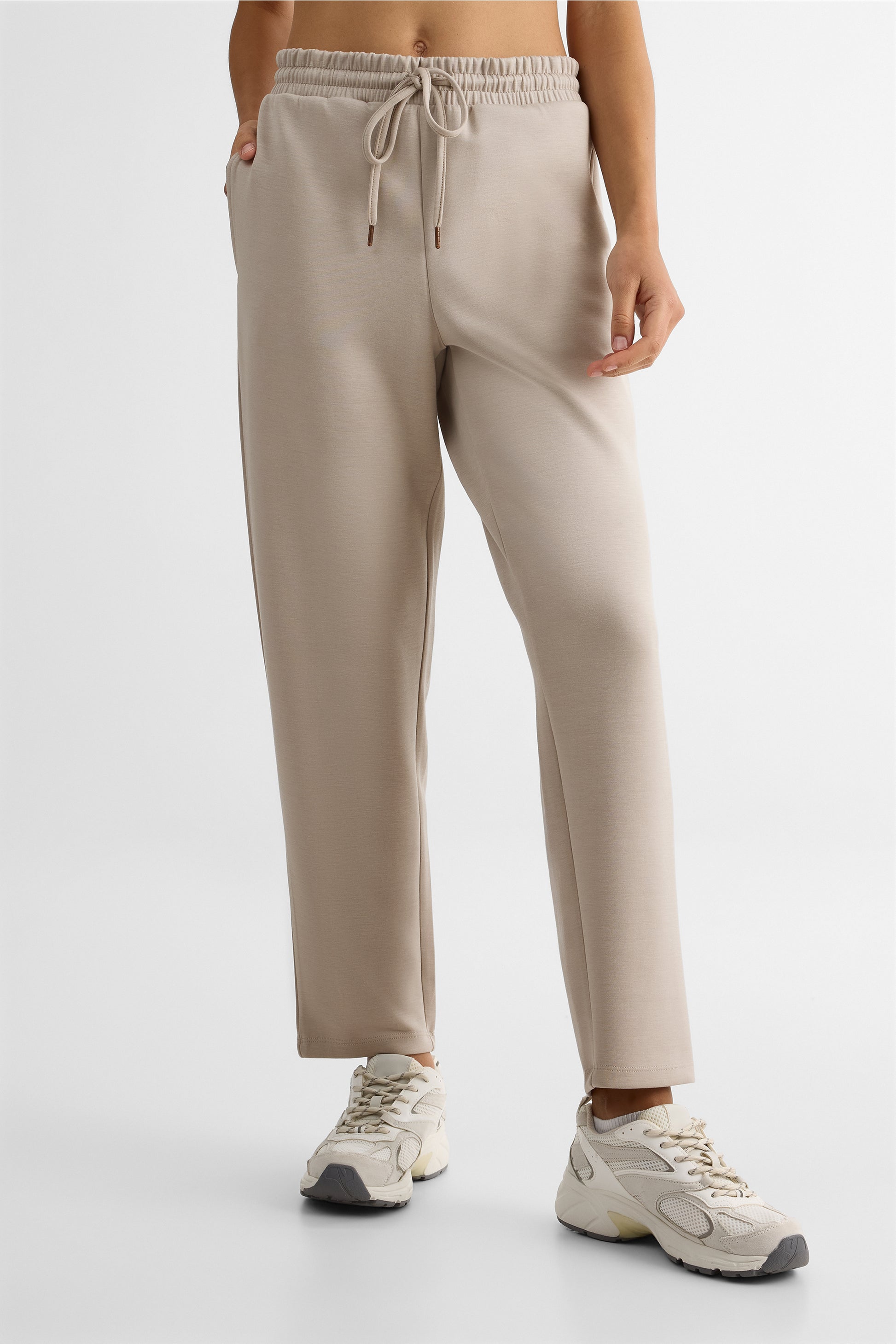 Pantalon taille haute tapered - Femme && TAUPE
