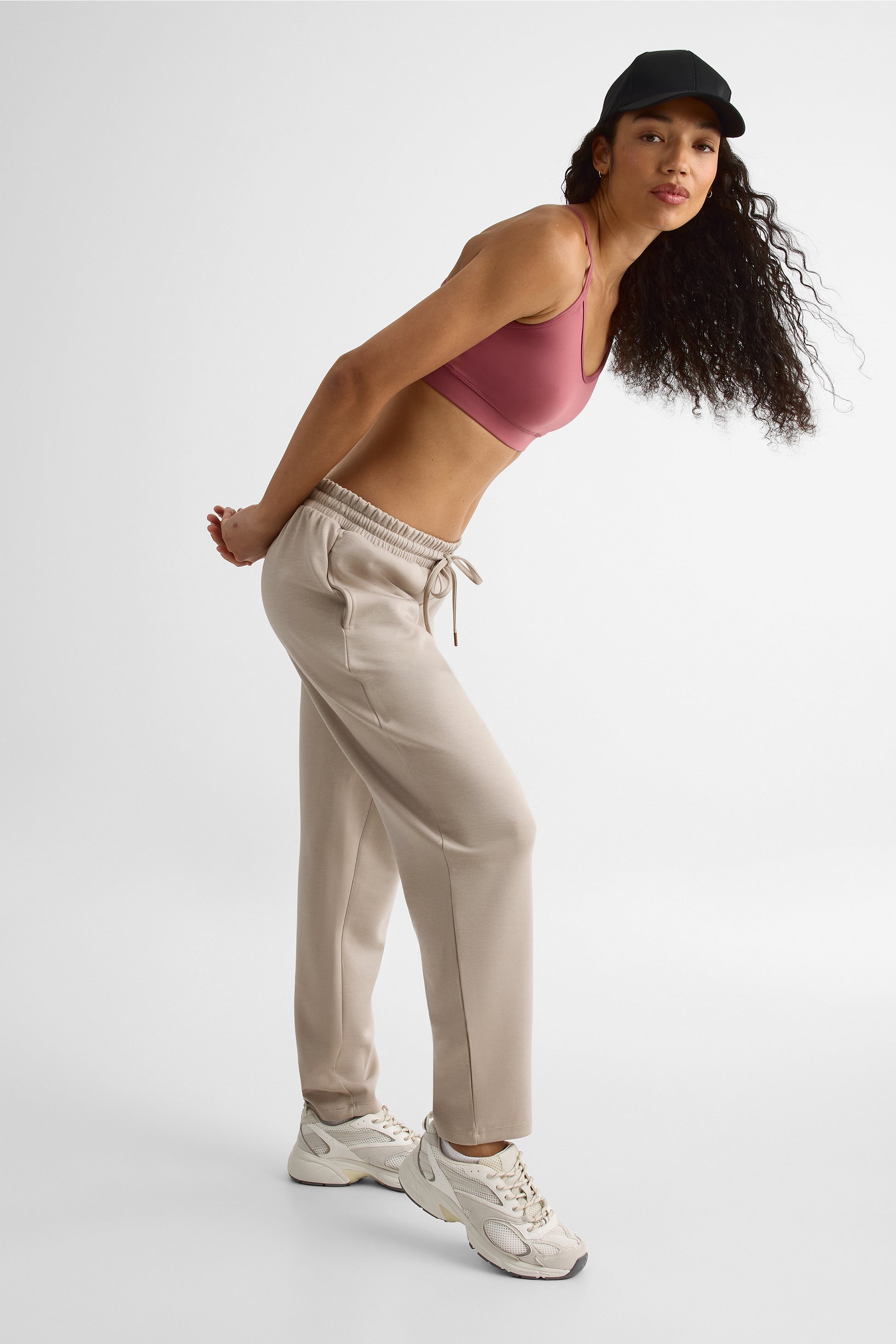 Pantalon taille haute tapered - Femme && TAUPE